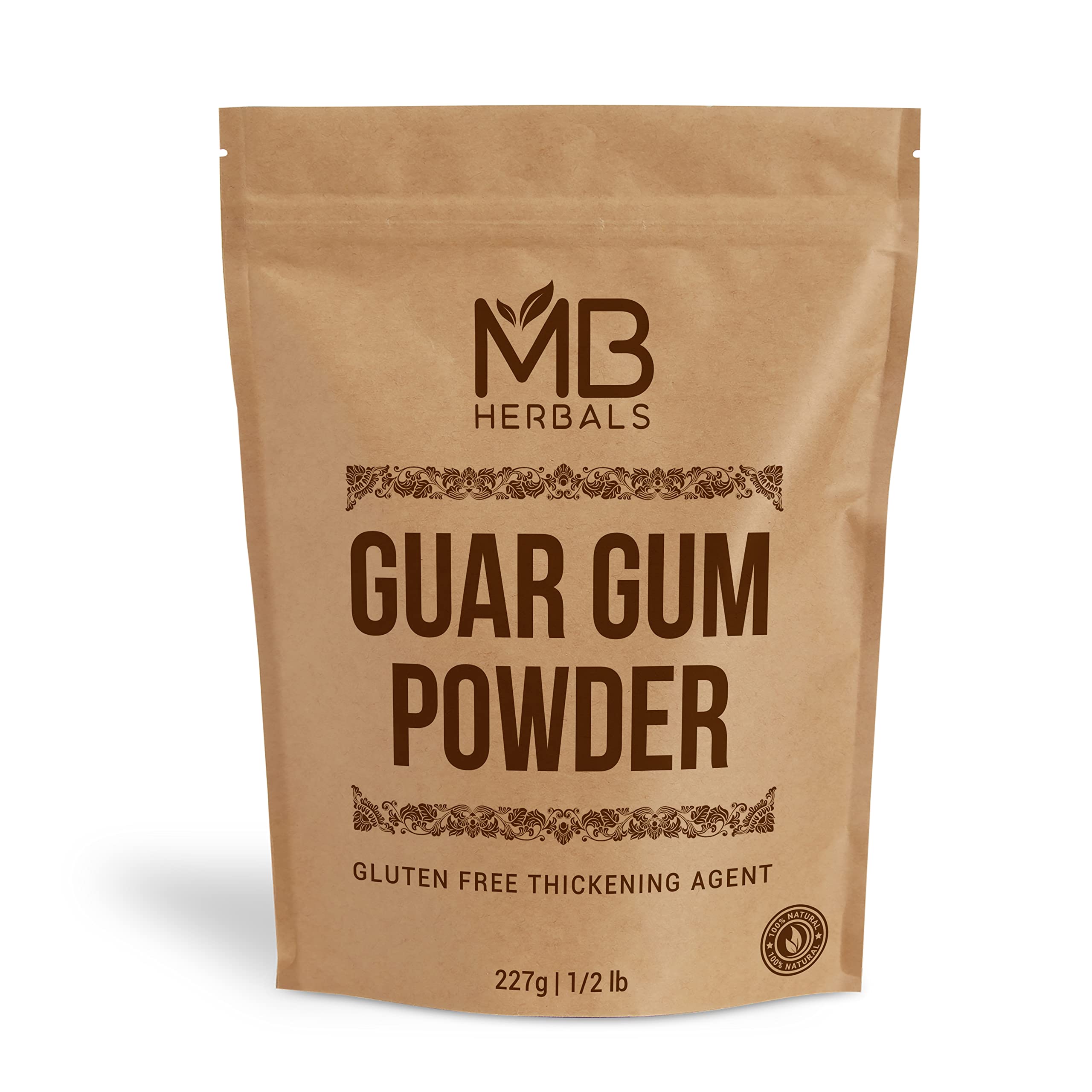 MB Herbals Guar Gum Powder 8 oz (0.5 LB / 227 Gram) | Gluten Free Thickening Agent for Soups Sauces Curries Ice-Creams