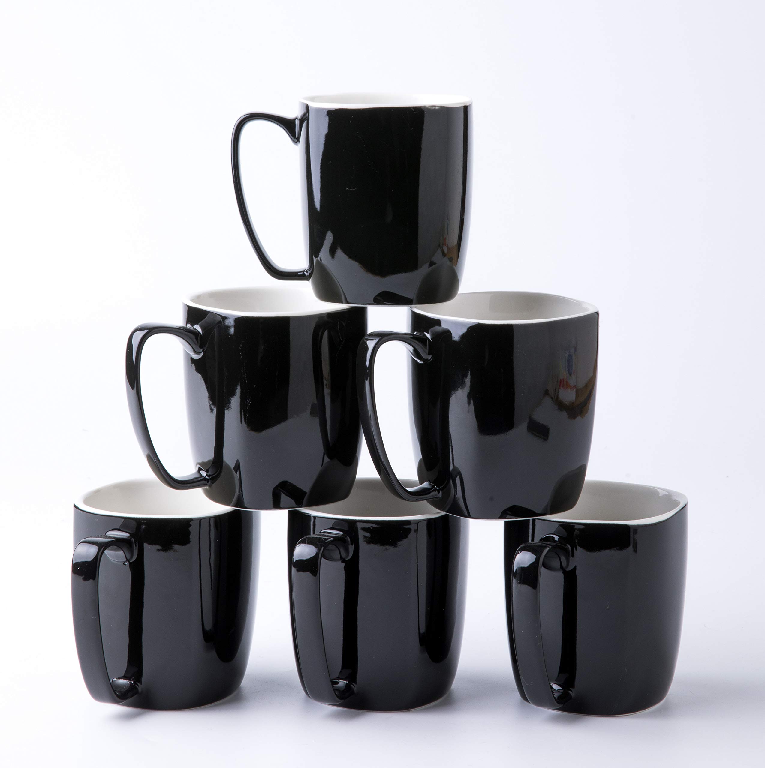 Amuse- Professional Porcelain Bistro Collection Daily Mugs- Set of 6-14 oz