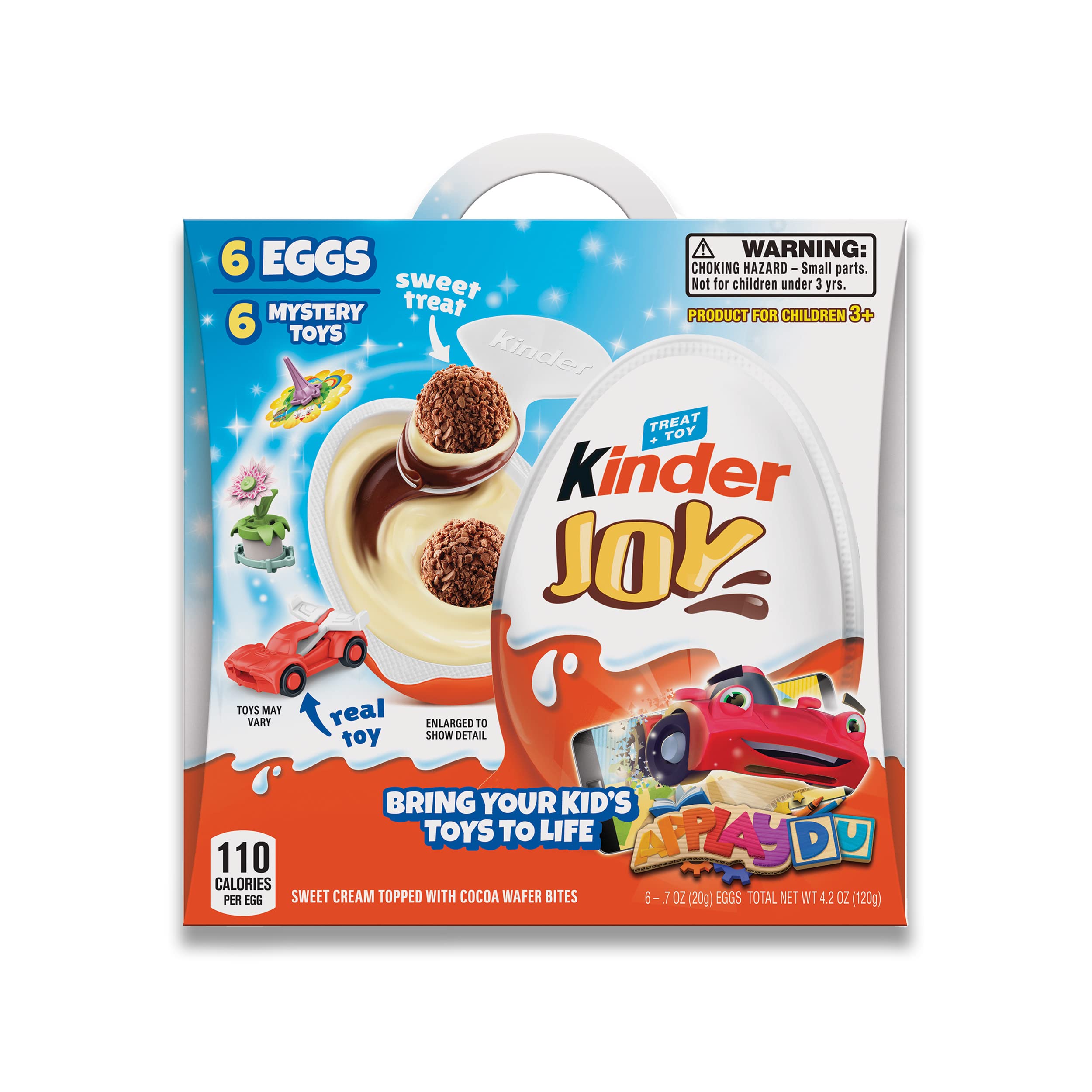 Kinder JoyEggs, Sweet Cream and Chocolatey Wafers with Toy Inside, Great for Easter Egg Hunts, 4.2 oz, 6 Eggs