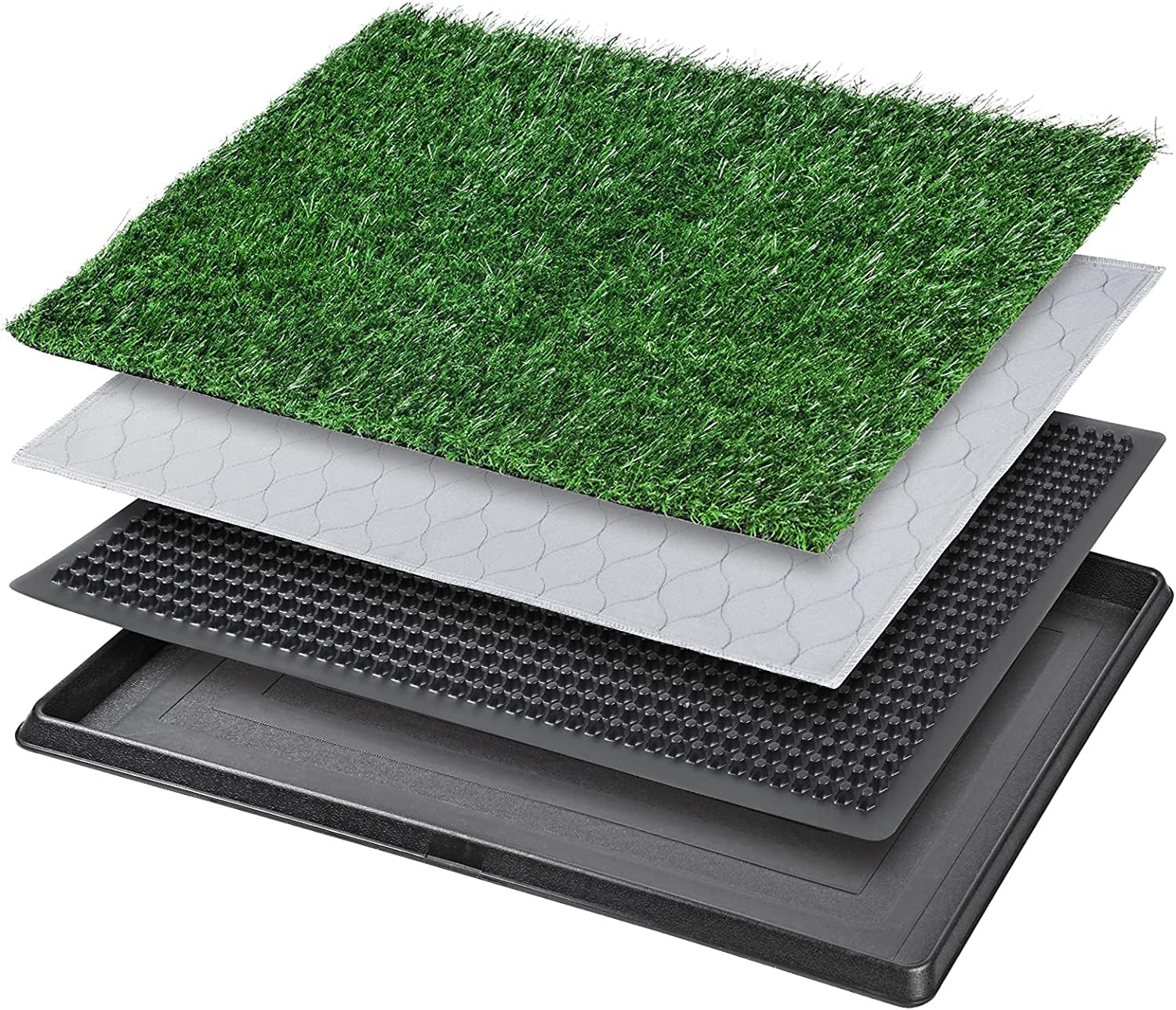 Dog Grass Pet Loo Indoor/Outdoor Portable Potty, Dog Litter Box, Artificial Grass Patch Bathroom Mat and Washable Pee Pad for Puppy Training, Full System with Trays (Pet Training Tray, 20"x16")