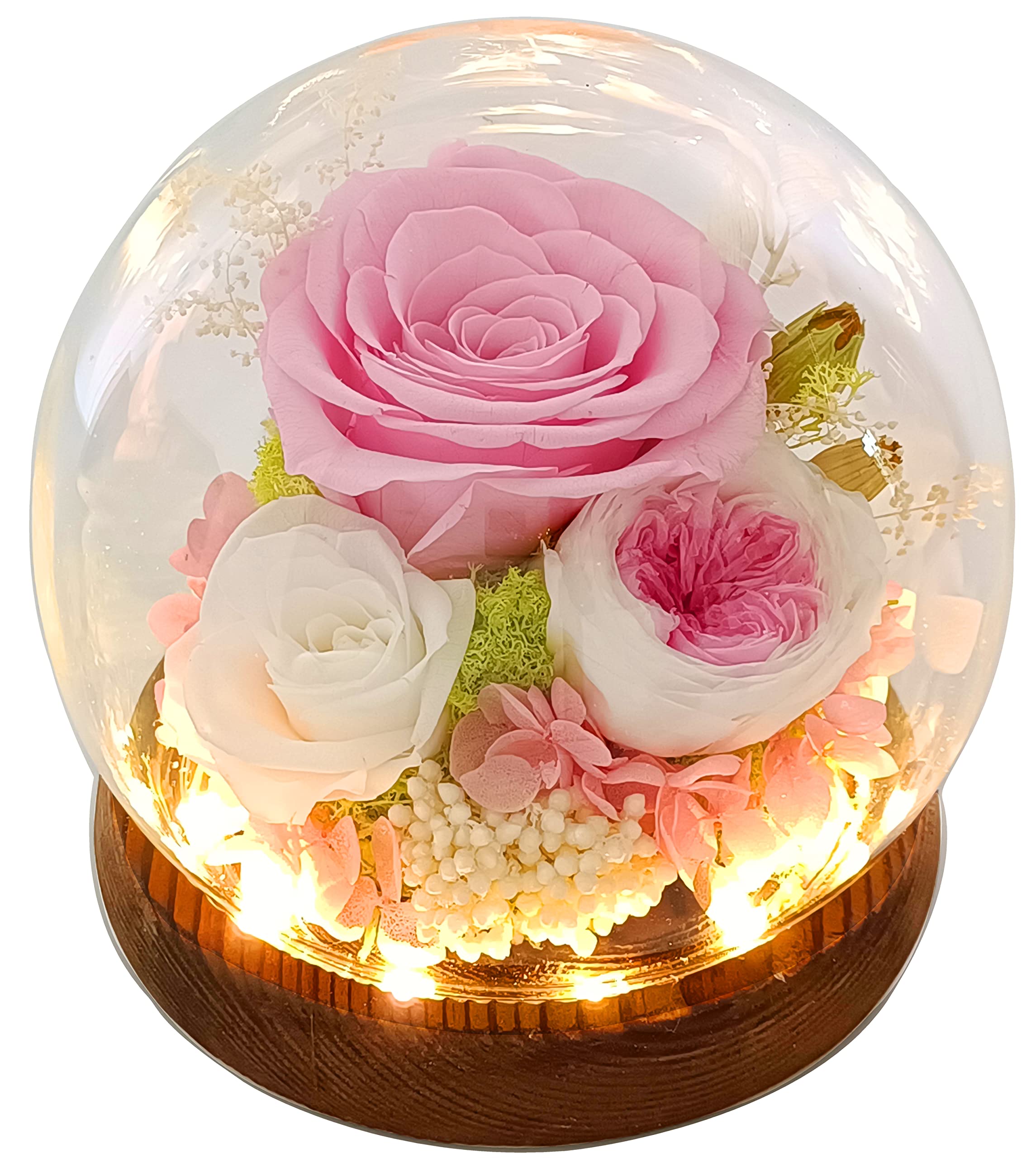 Valley of Rain & Forest Long-Lasting Real Flowers, Unique Floral Gift for You to Send Love for All Occasions, for Indoor Decoration (Pink Rose, White Rose, White Pink Austin Rose)