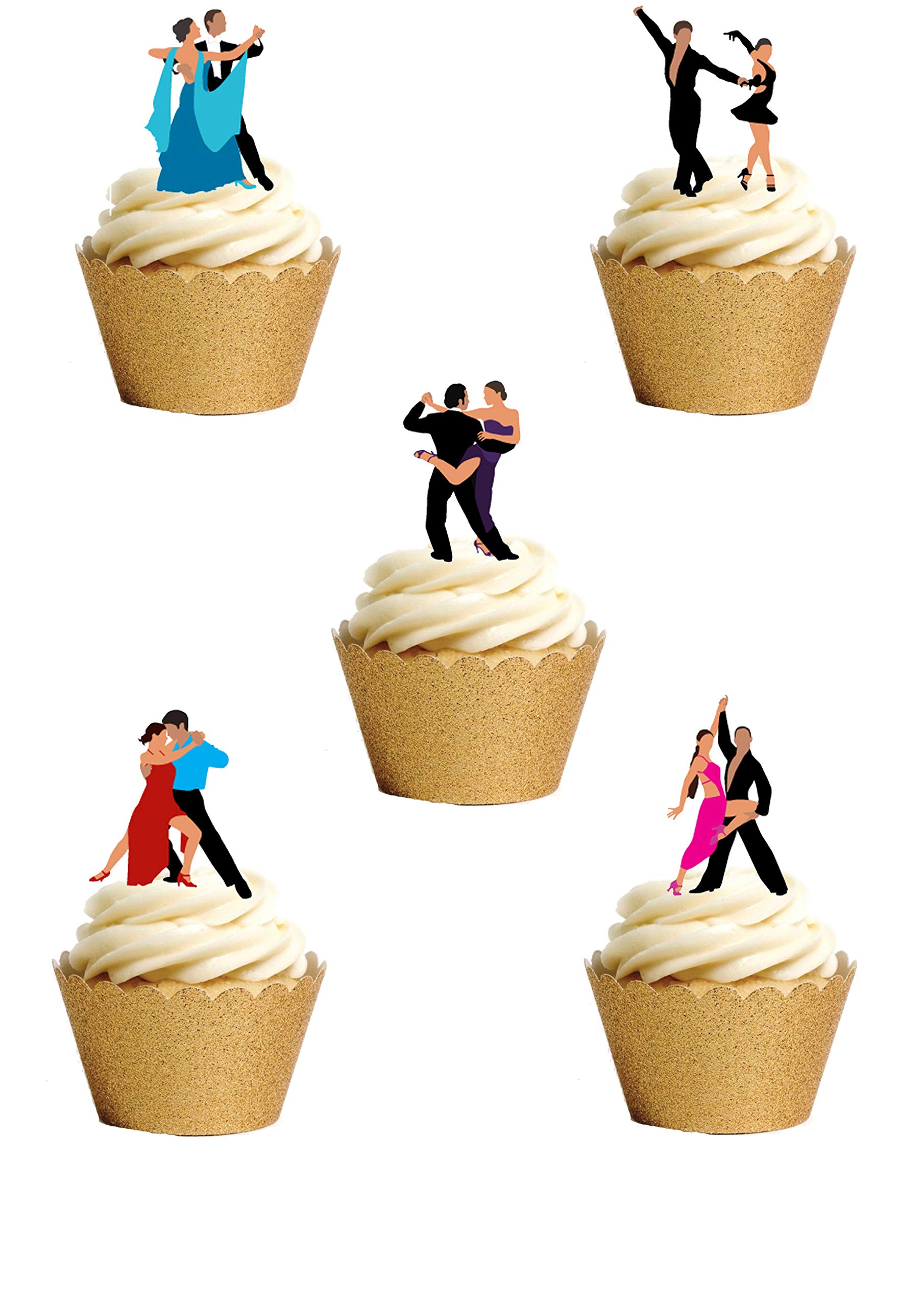 20 Stand Up Ballroom Latin Dancing Themed Edible Wafer paper Cake Toppers Decorations