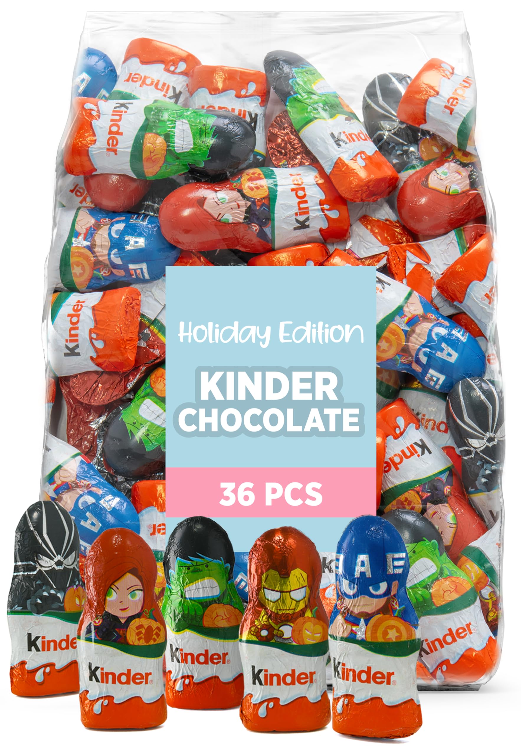 Kinder Chocolate Holiday Edition Figures (36 pcs) - Ideal for Festive Kids' Parties and Sweet Holiday Favors, Featuring Smooth and Creamy Milk Chocolate Delights