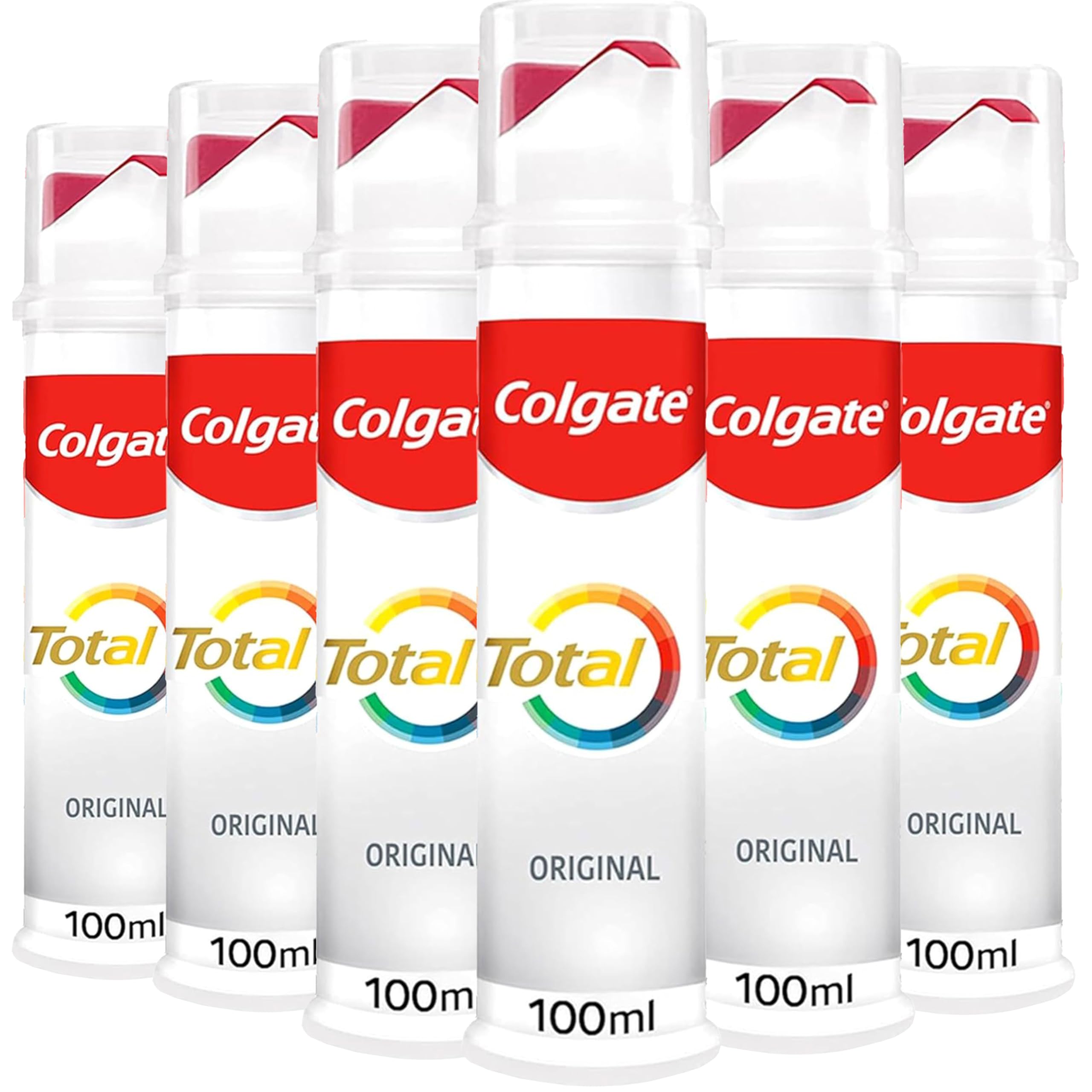 Colgate Total Original Toothpaste 6 x 100ml | stronger 24-hour bacterial defence* | long-lasting active protection* | unique dual zinc antibacterial technology | 8 benefits for complete protection