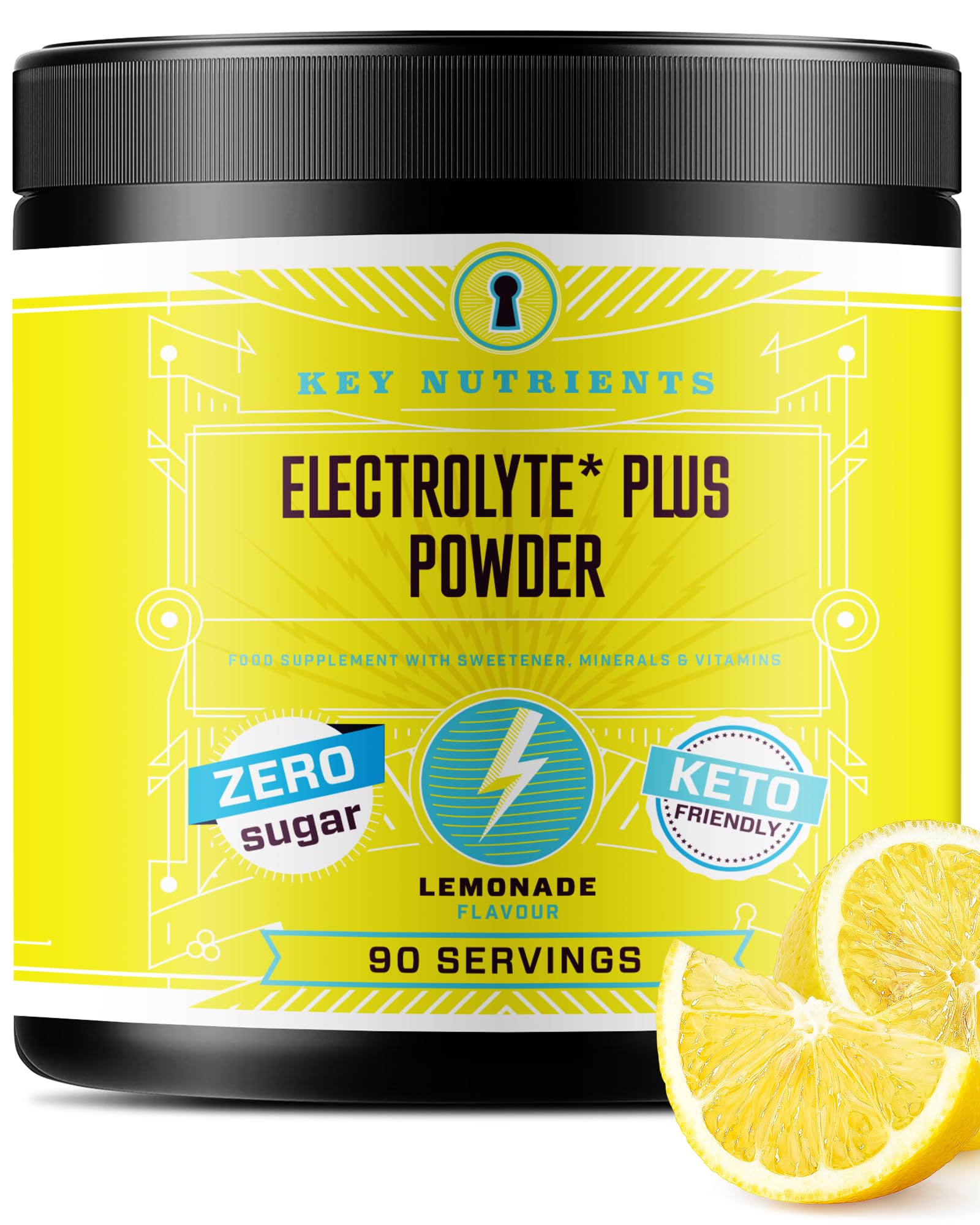 Key Nutrients Electrolytes Hydration Powder - Refreshing Lemonade Drink Mix 90 Servings - Sugar Free, Gluten Free, Zero Calories - Keto: Magnesium