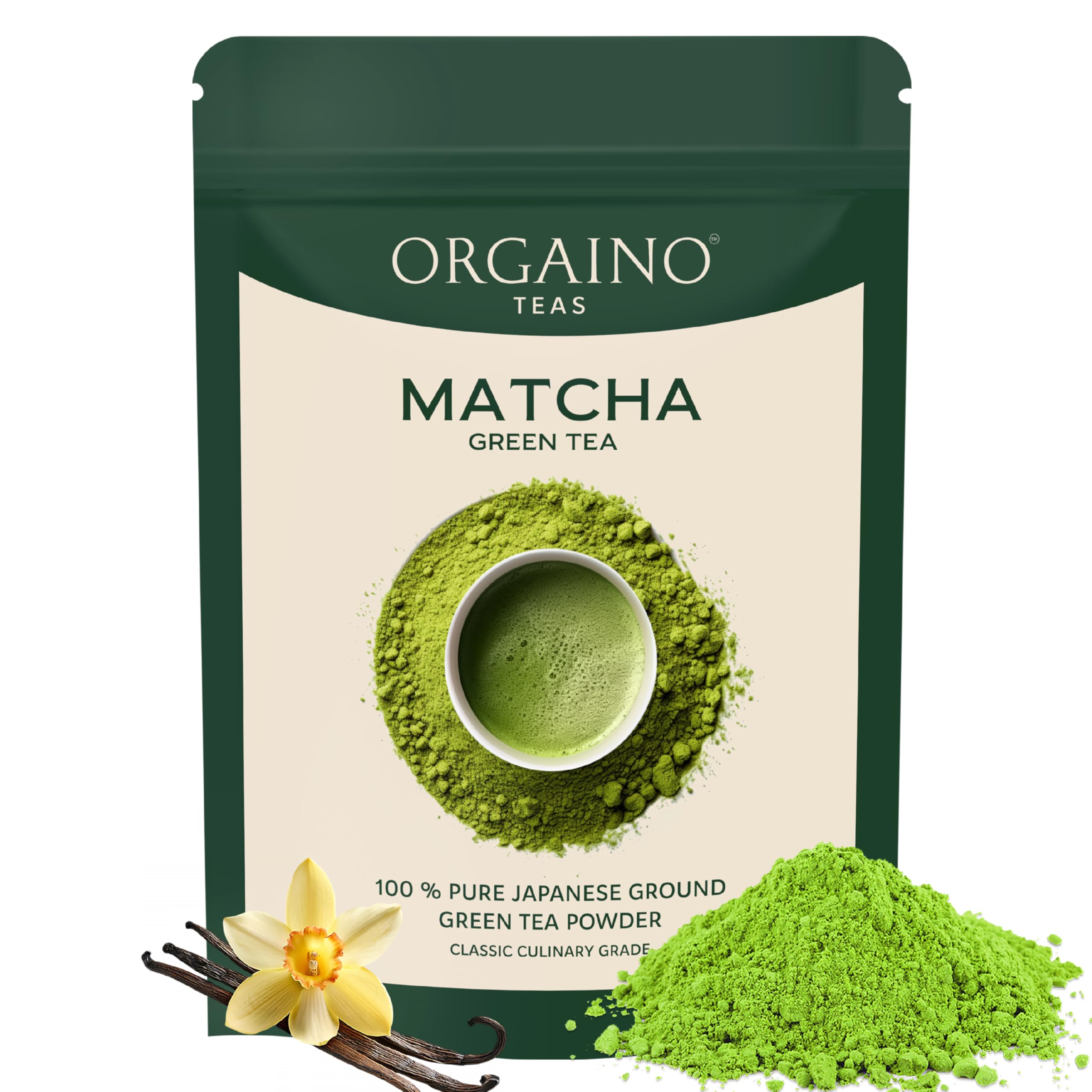 OrgainoVanilla Matcha Green Tea Powder (50g, 25 Cups) | Japanese Matcha Powder With Pure Vanilla | Premium Matcha For Weight Management, Antioxidants |Ideal for Lattes, Baking & Smoothies