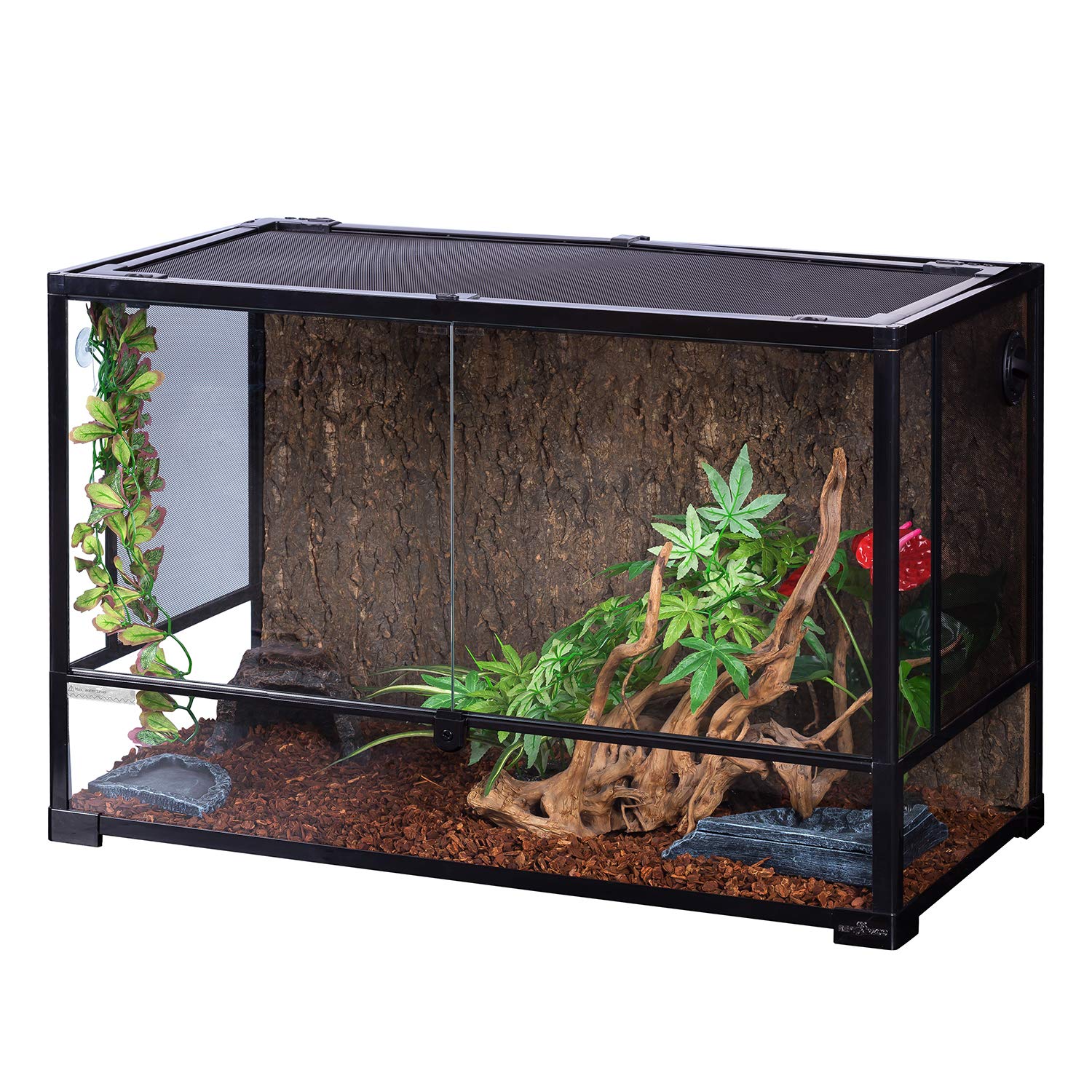 REPTI ZOO67 Gallon Reptile Glass Terrarium, Double Hinge Door Reptile Tank, Side/TOP Screens Ventilation Reptile Terrarium Reptile Enclosure, 36" x 18" x 24" Gecko Tank (Knock-Down) (RK0120N)