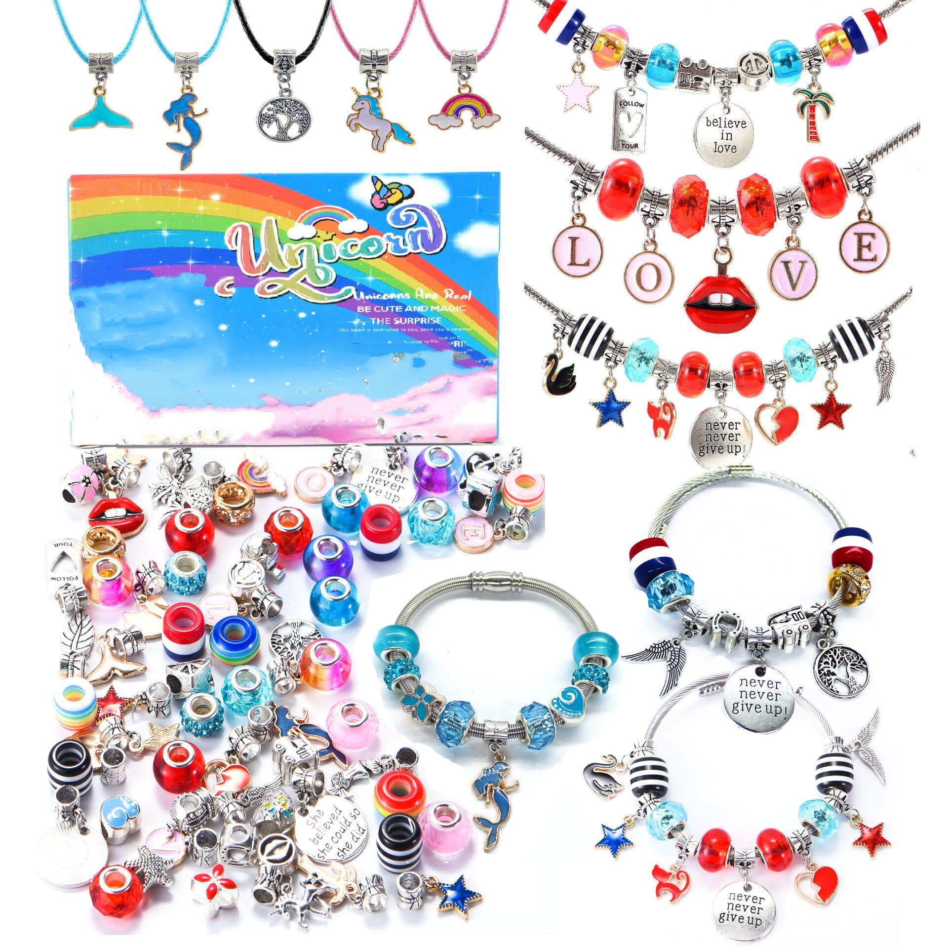 klmarsJewelry Making Kit - Bracelet Craft Supplies, Beads and Charms for DIY Gifts and Toys for Girls Age 4 to 12