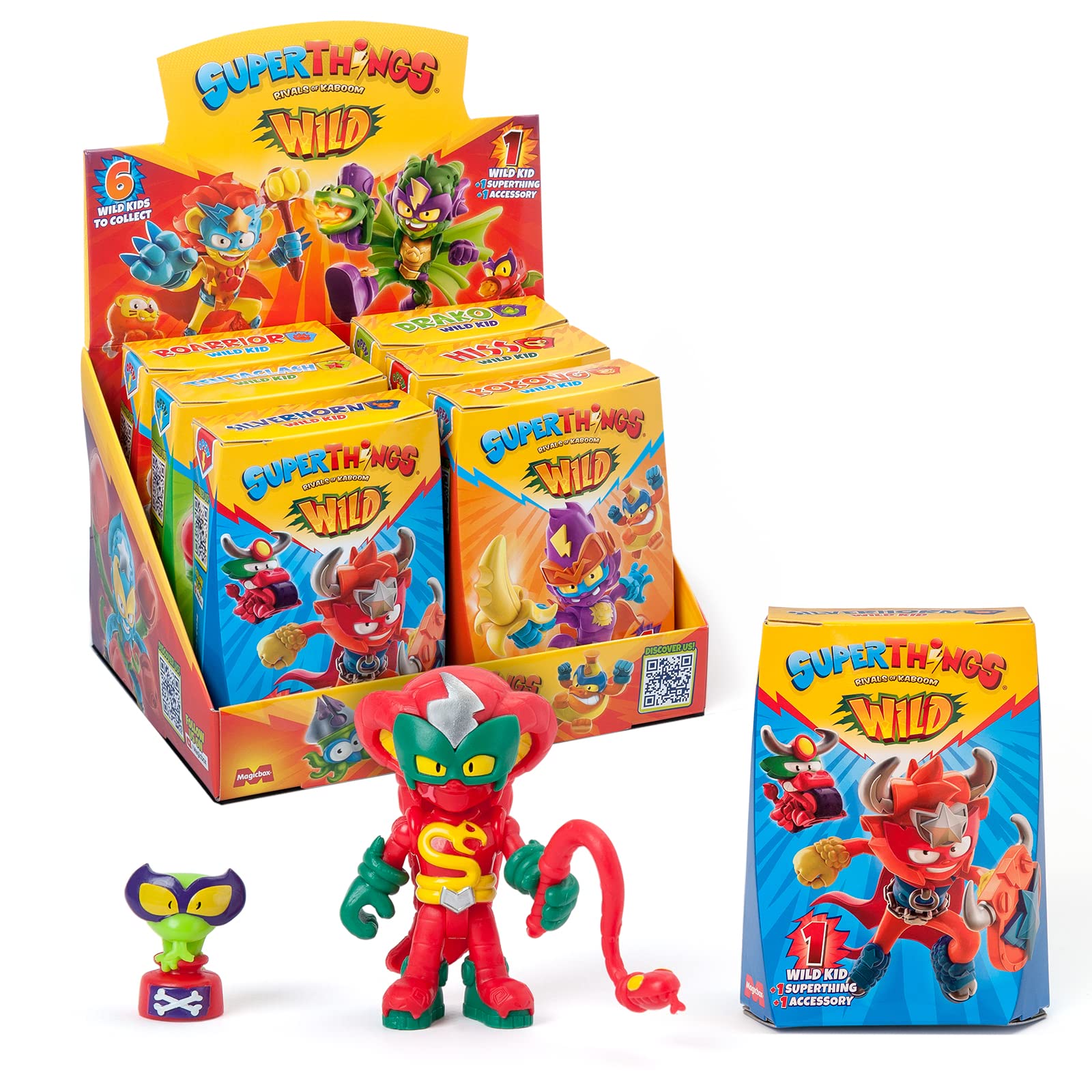 SUPERTHINGS Wild Kids – Complete collection of the 6 Wild Kids. Kazoom Kids with animal powers. Each Wild Kid comes with one Wild SuperThing and 1 combat accessory