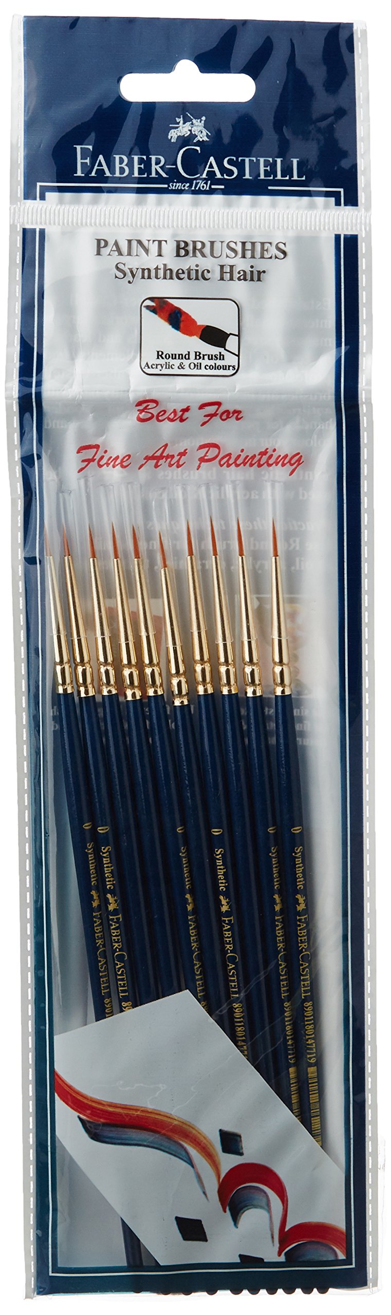 Faber Castell Paint Brush - Synth Hair Round, Size-0 (Pack of 10)