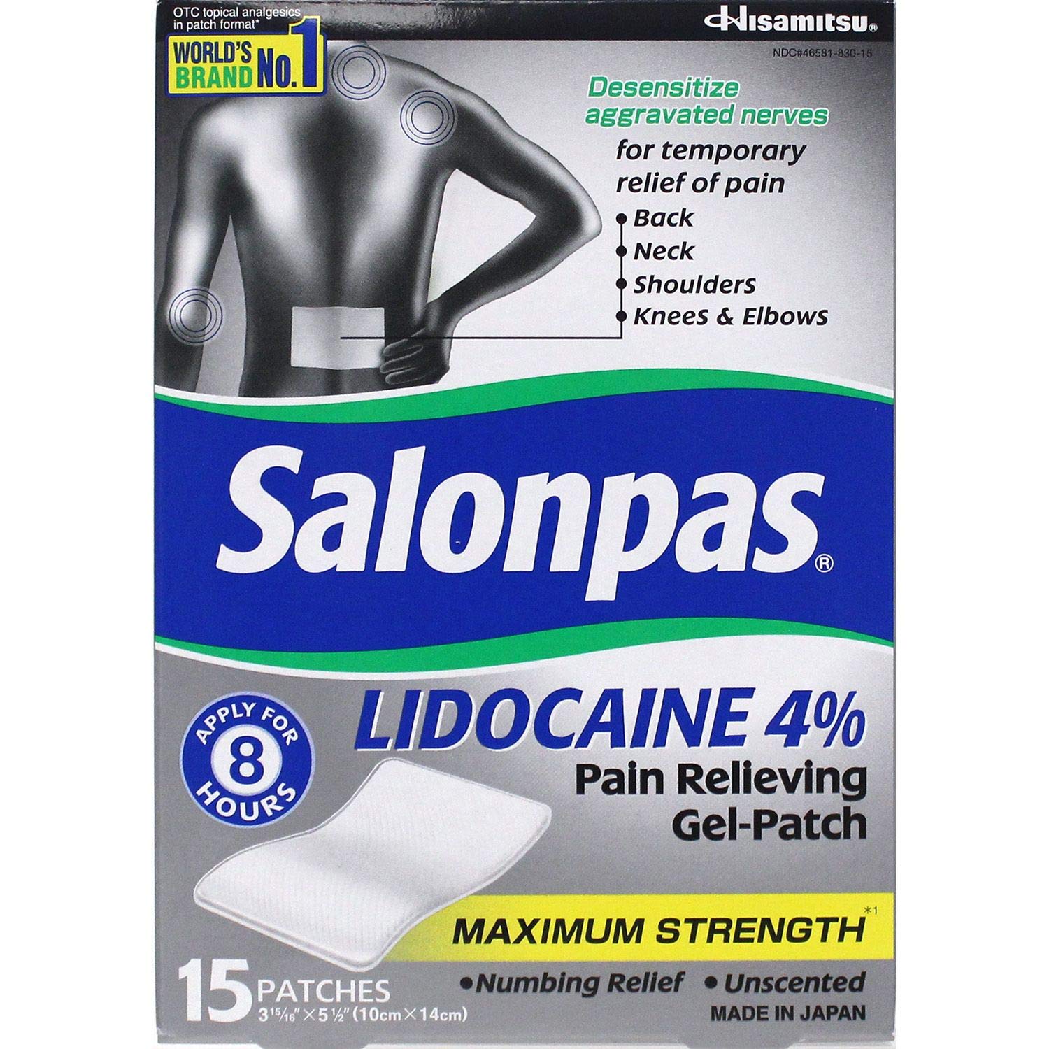 Salonpas Lidocaine Gel-Patch (15 Count) (2 Pack)