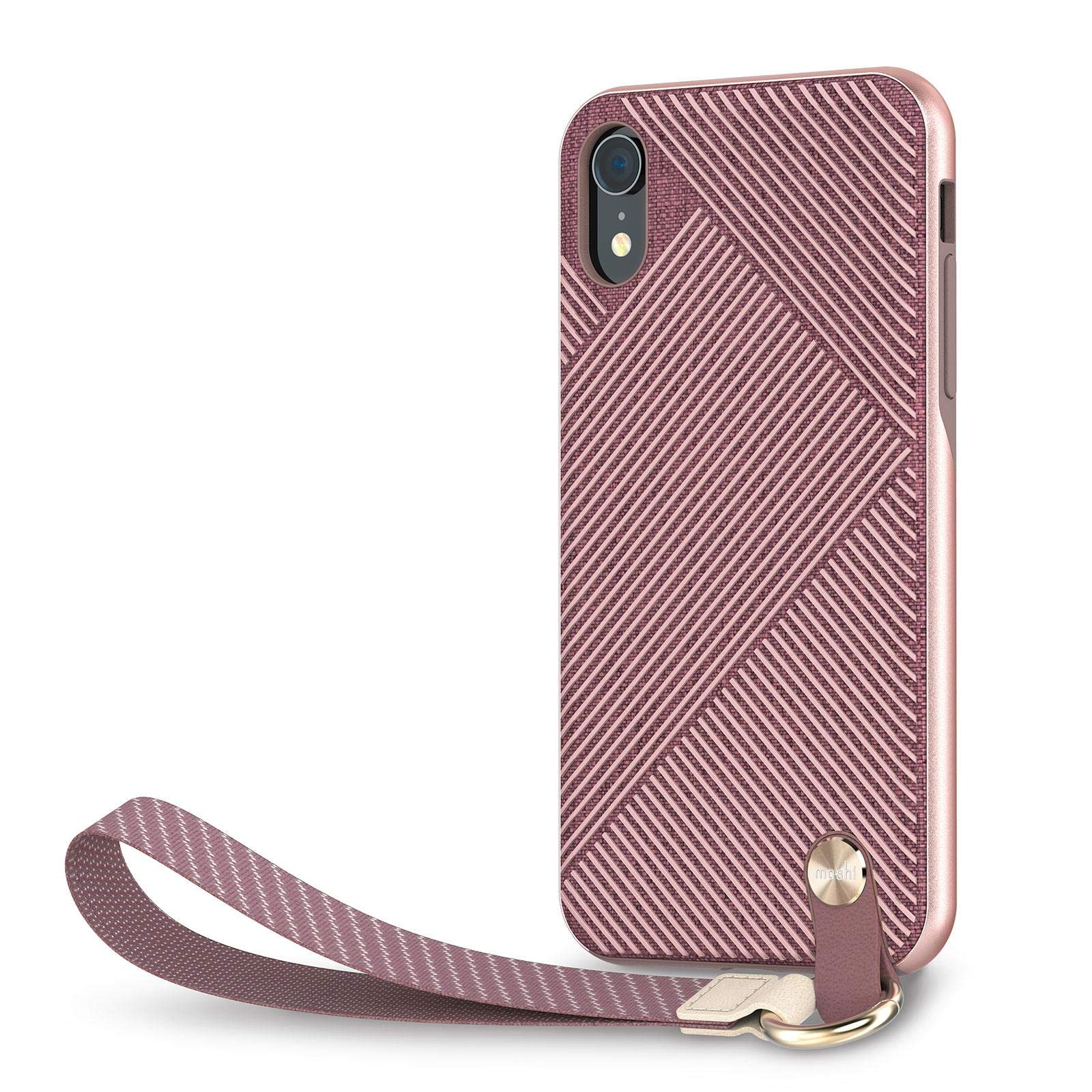 MoshiAltra Slim Hardshell Case With Strap for iPhone XR - Protective Back Cover - Wireless charging compatible Mobile Cover - Pink