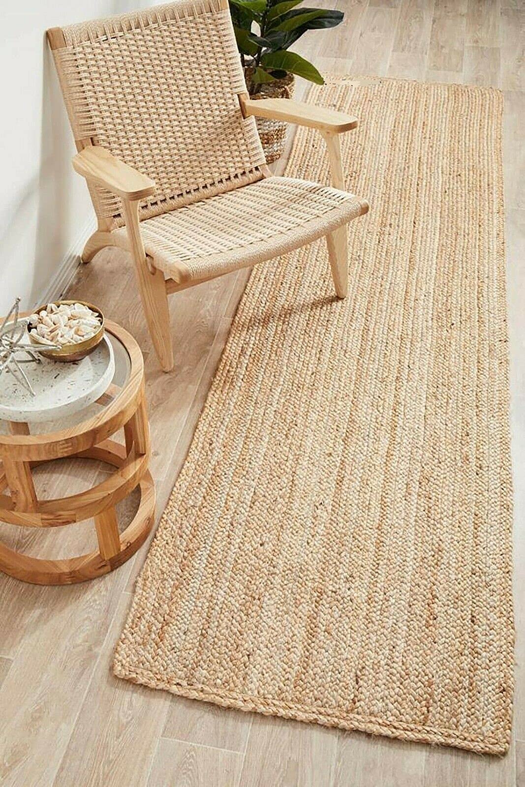 Rug 100% Natural Jute Rectangle Hand Braided Reversible Area Rug (90 x 150 Cm (3x5 Feet))