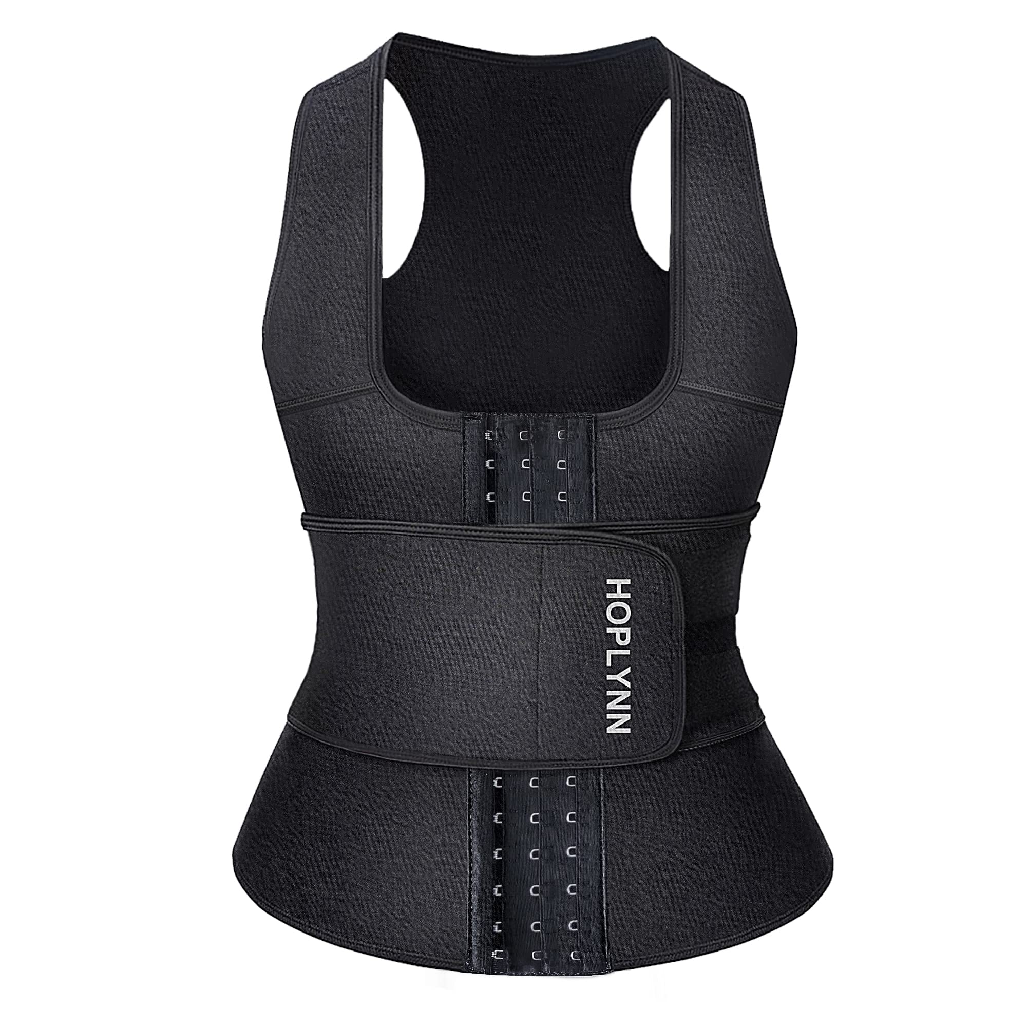 HOPLYNNNeoprene Sauna Sweat Waist Trainer Corset Trimmer Vest for Women Tummy Control, Waist Cincher Body Shaper Black Medium