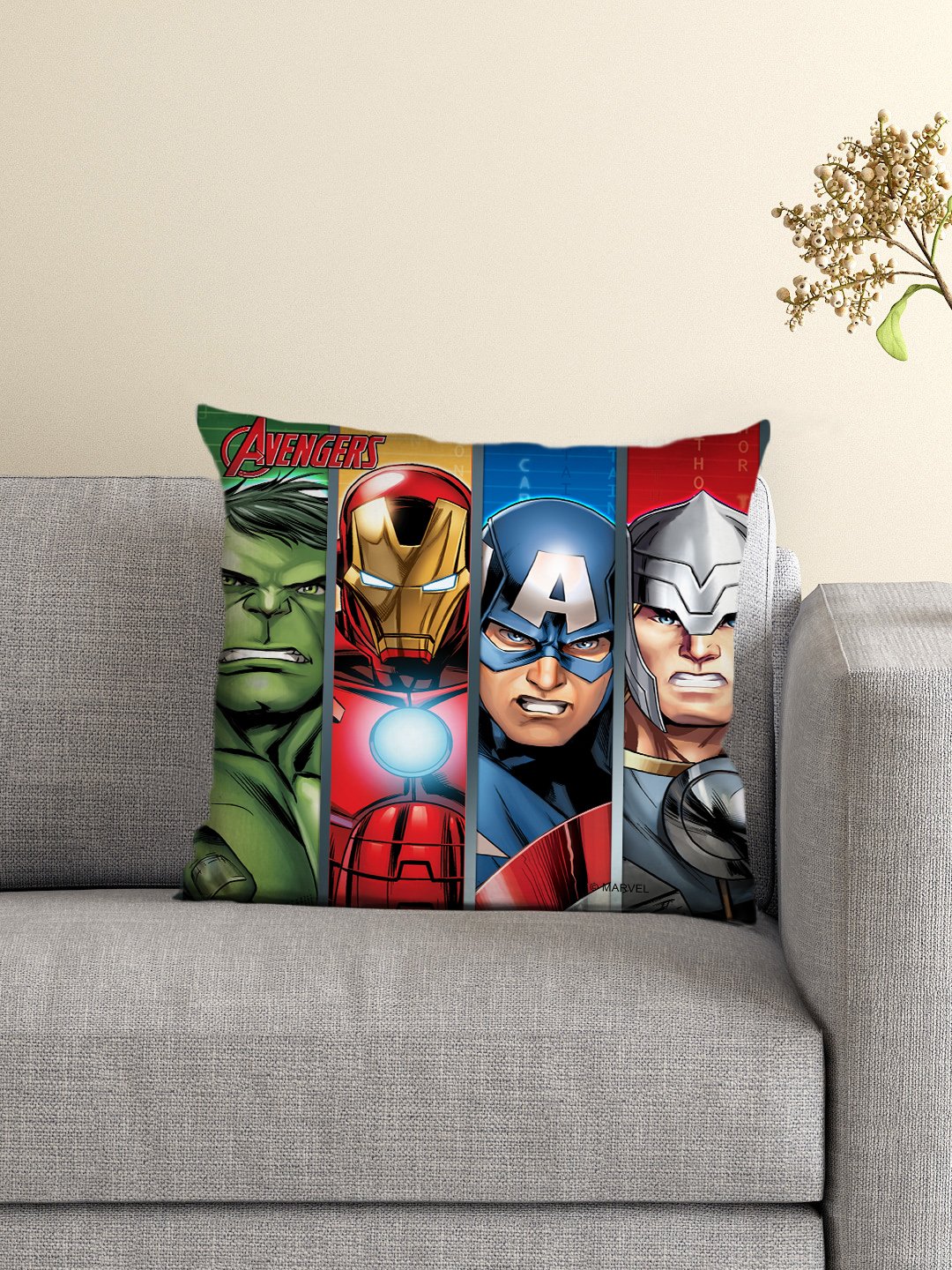 Athom Trendz Avengers Filled Cushion with Cover, 40 X 40 cm, Multicolour