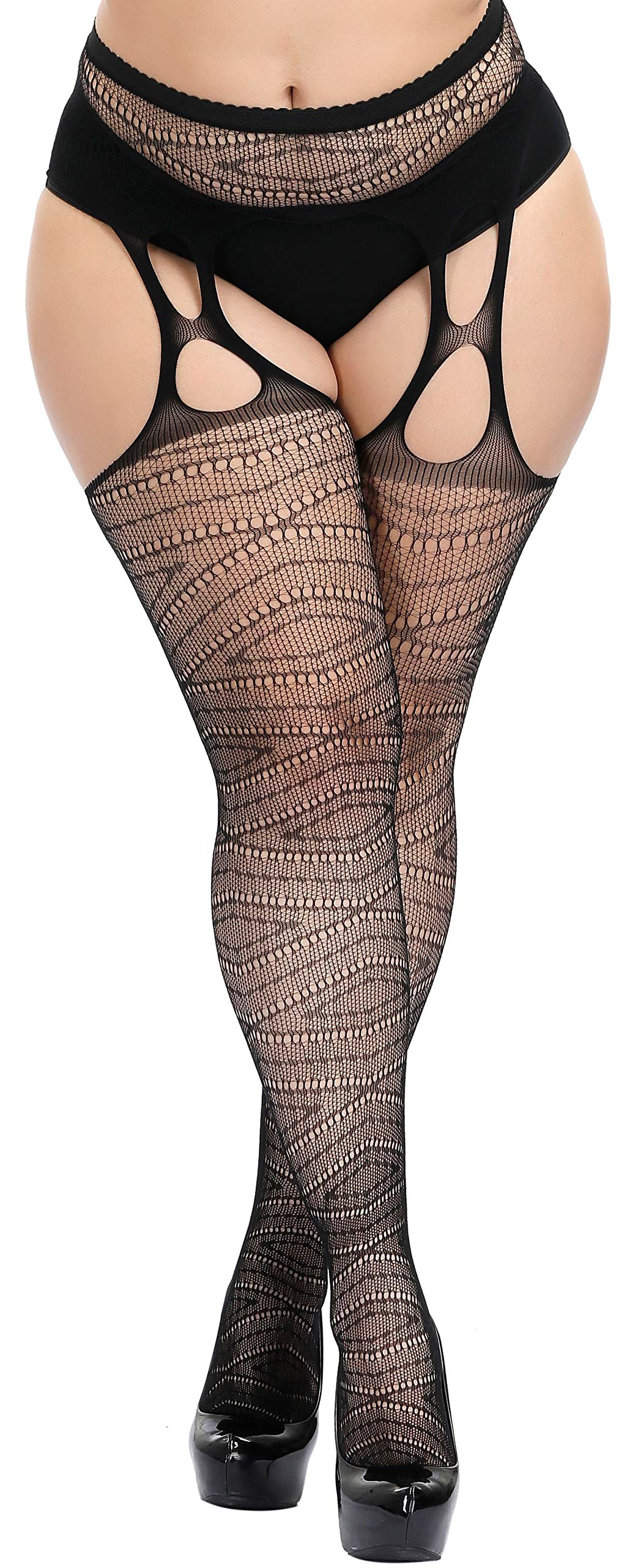 Womens Fishnet Tights High Waist Plus Size Pantyhose Thigh High Stockings