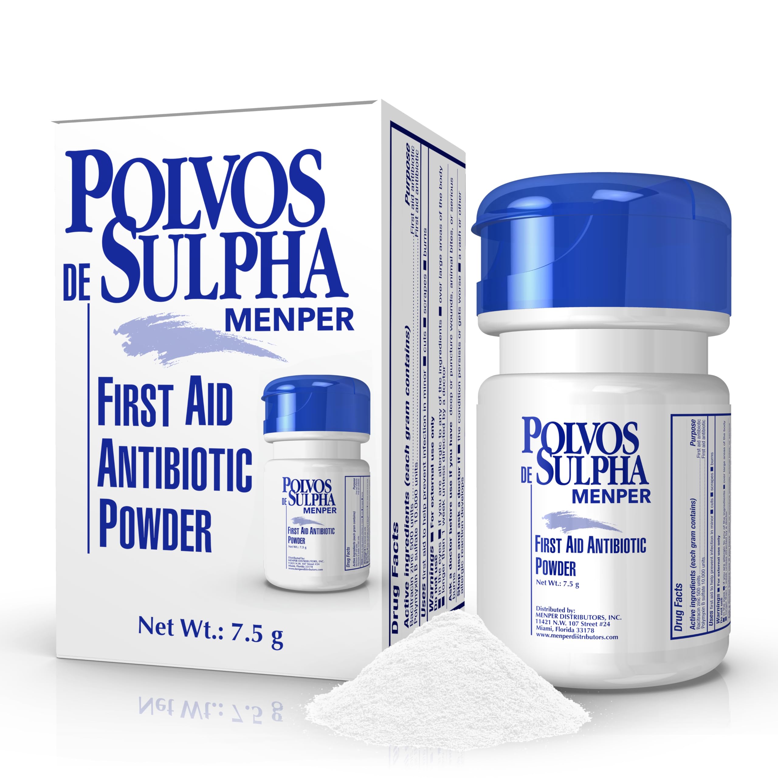 Polvos de Sulpha First Aid Antibiotic Powder 7.5 mg