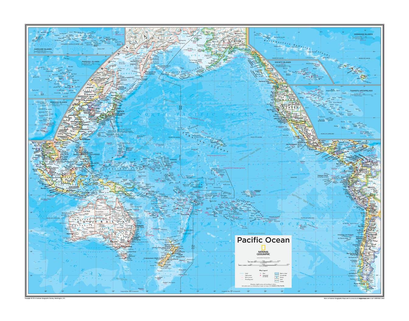 Buy National Geographic: Pacific Ocean Political Wall - 28 x 22 inches ...