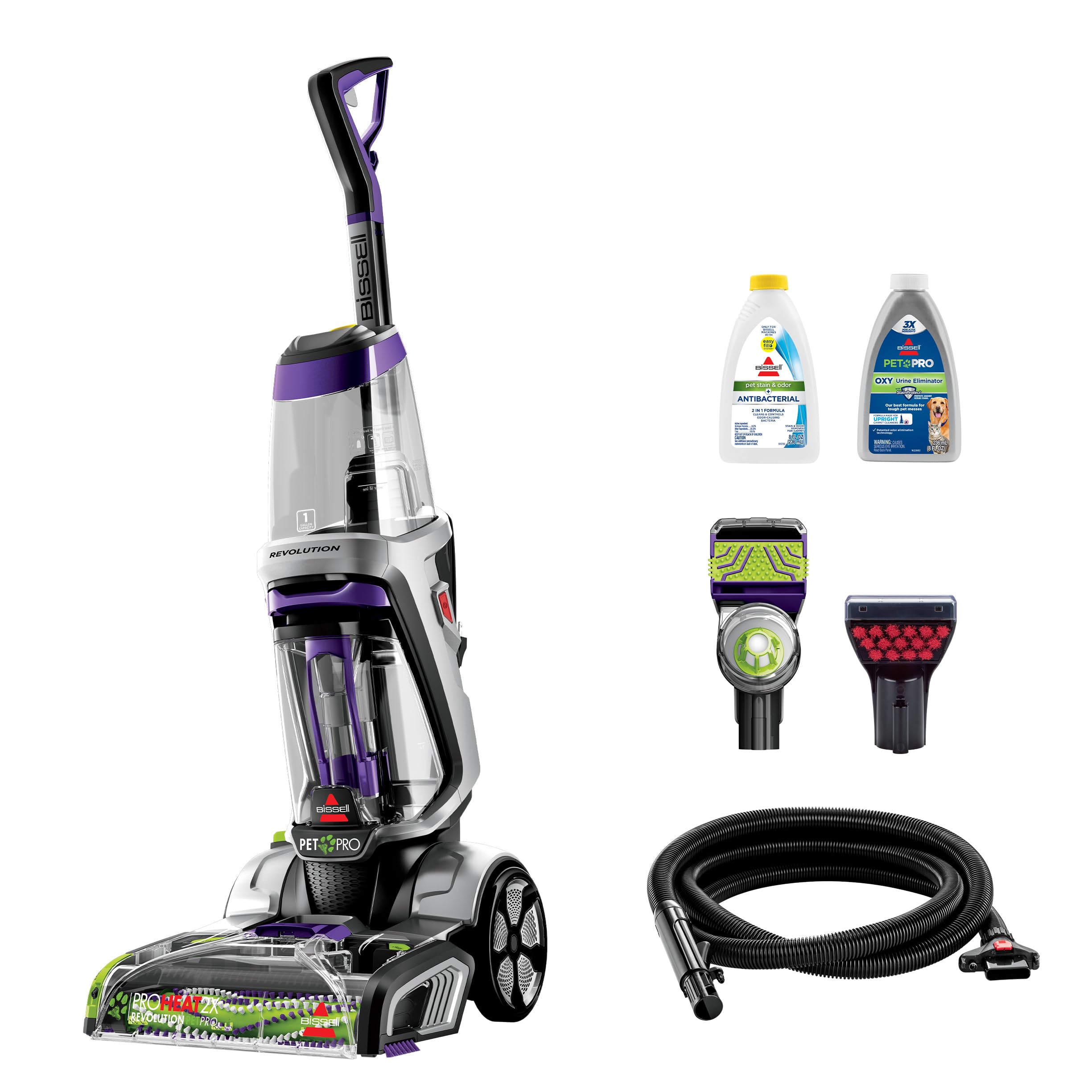 BissellProHeat 2X Revolution Pet Pro Plus, 3588F, Upright Deep Cleaner, 30-minute Dry Time, Dual Dirt Lifter Powerbrush, Hose & Tool Attachment, Pet Upholstery Tool and Tough Stain Tool Included