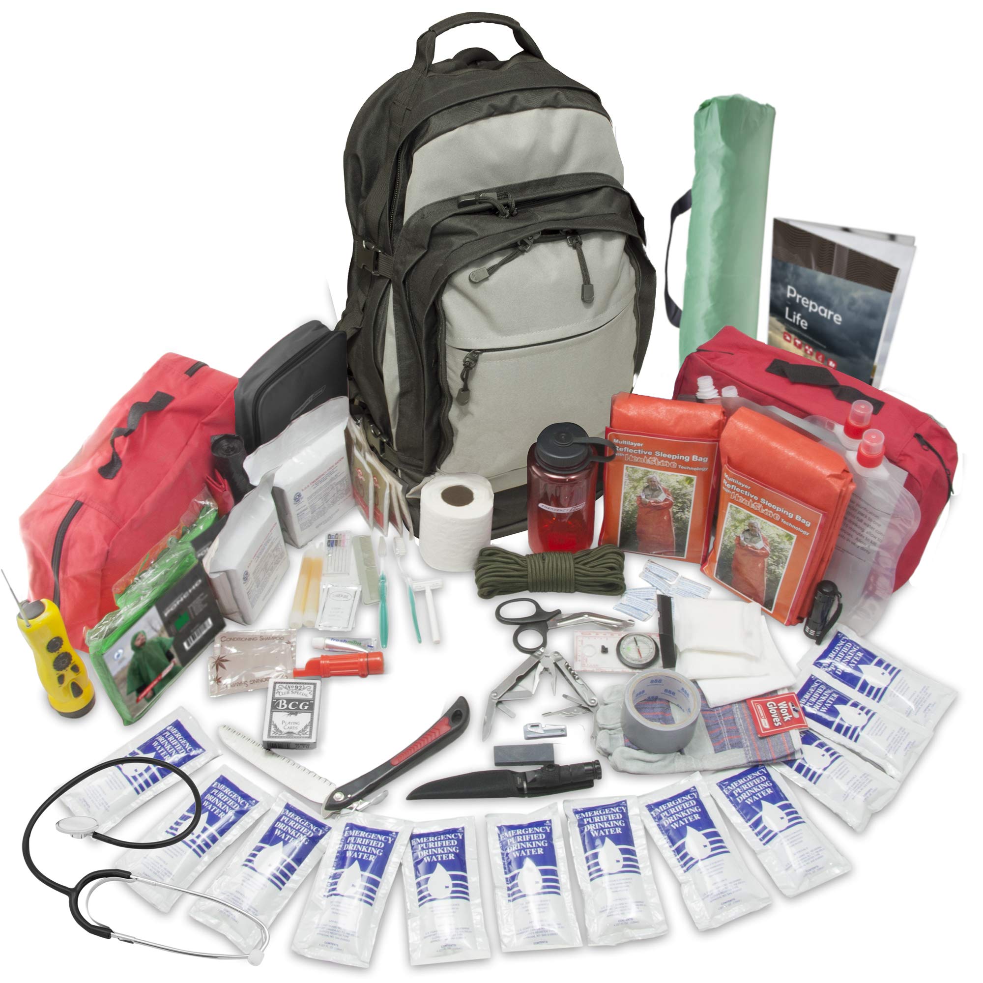 Emergency ZoneStealth Tactical 2-Person, 72-Hour Emergency Survival Kit, Wilderness Survival Gear, Waterproof & First Aid, Food & Water, Ready for Earthquake, Hurricane, Disaster Preparedness