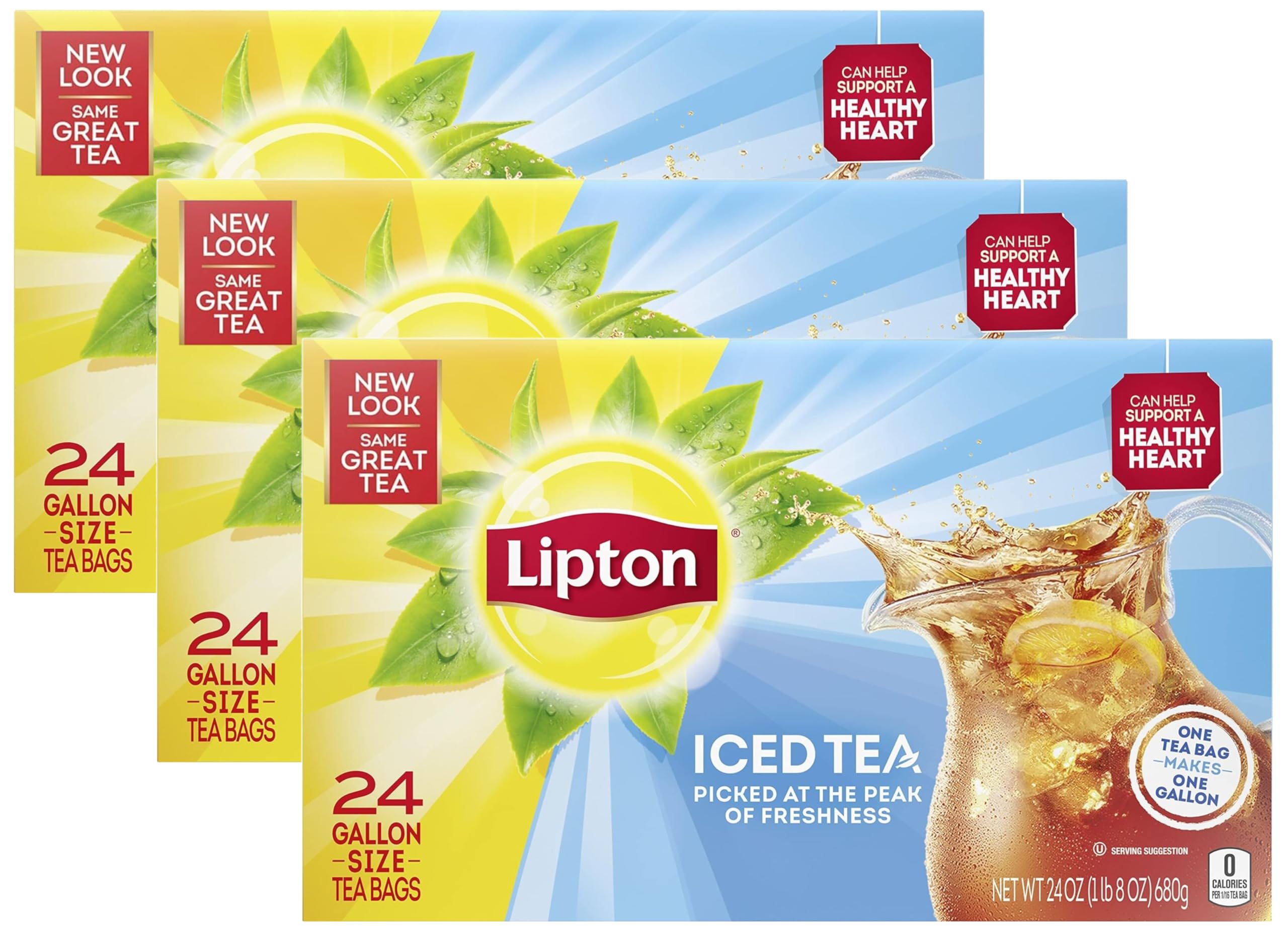 Lipton Iced Tea Bags, Black Tea, Unsweetended Iced Tea, 24 Gallon-Sized Tea Bags (Pack of 3)