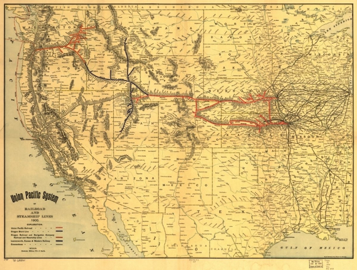 1900 map The Union Pacific System of Railroad and Steamship Lines, 1900|Size 18x24 - Ready to Frame| Pacific Coast|Pacific Coast US|Steamboat Lines|Union Pacific Railroad Company|West|West US