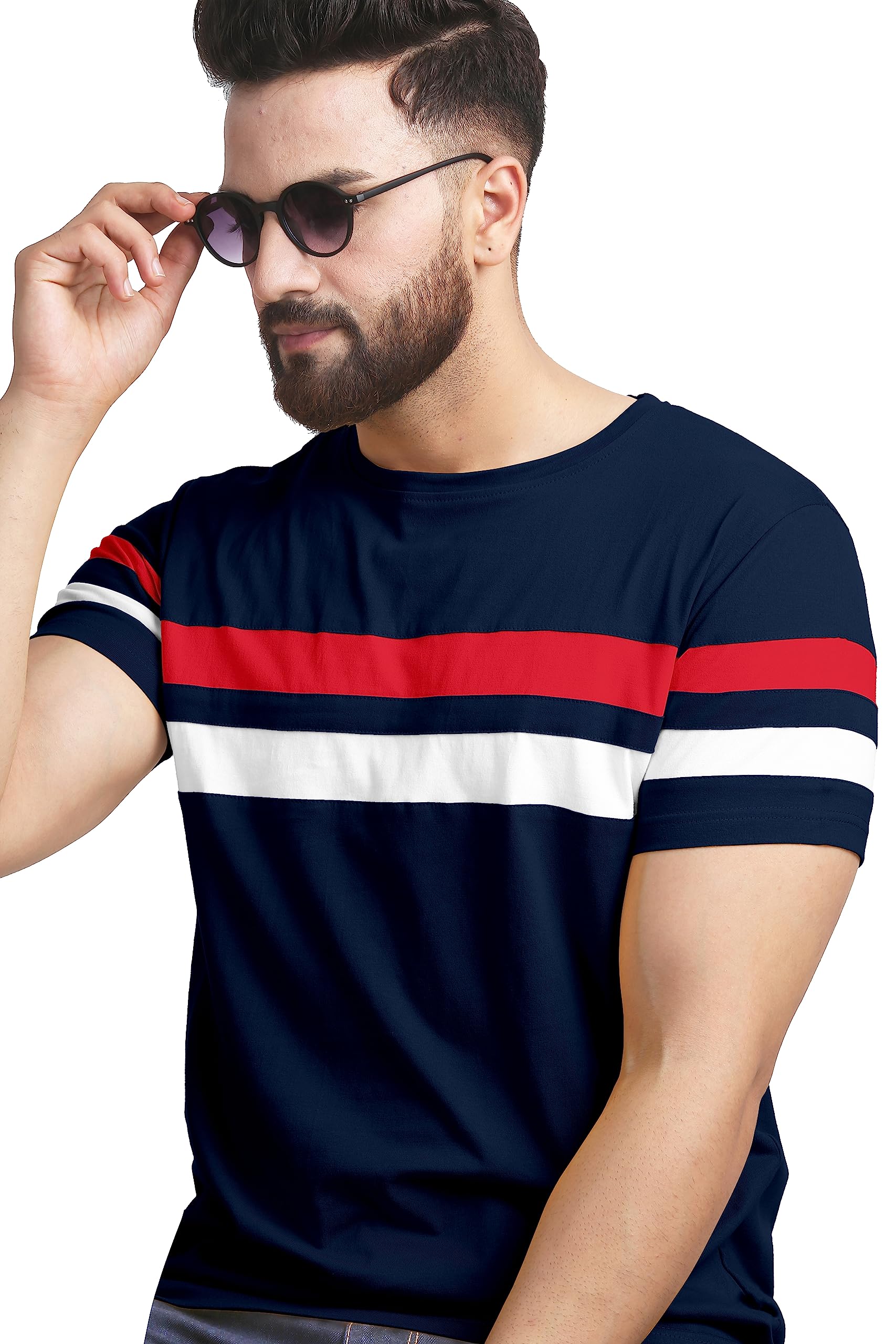 AUSKT-Shirt for Mens Double Stripes on Chest