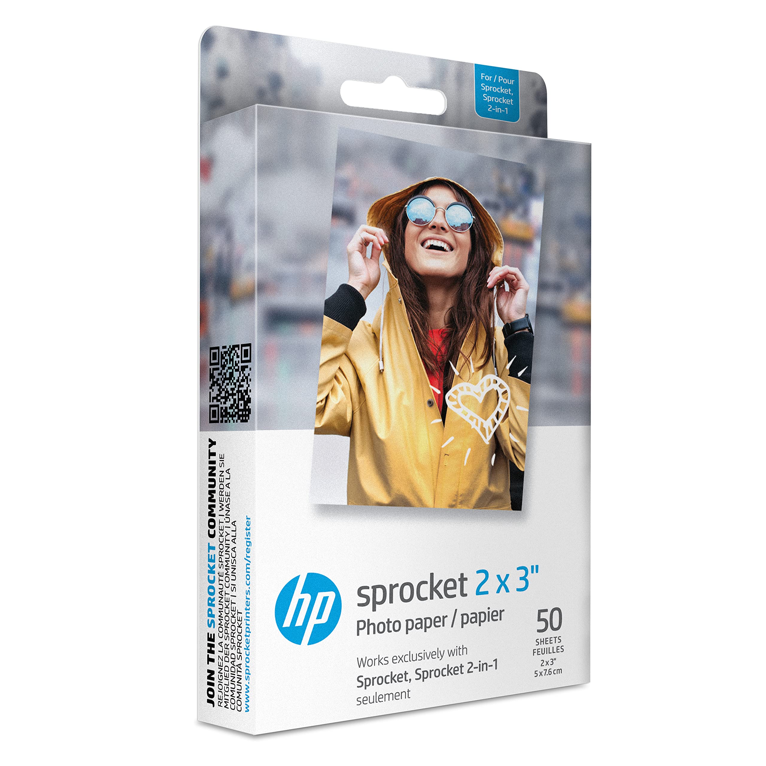 HPSprocket 2x3" Premium Zink Sticky Back Photo Paper (50 Sheets) Compatible with HP Sprocket Photo Printers