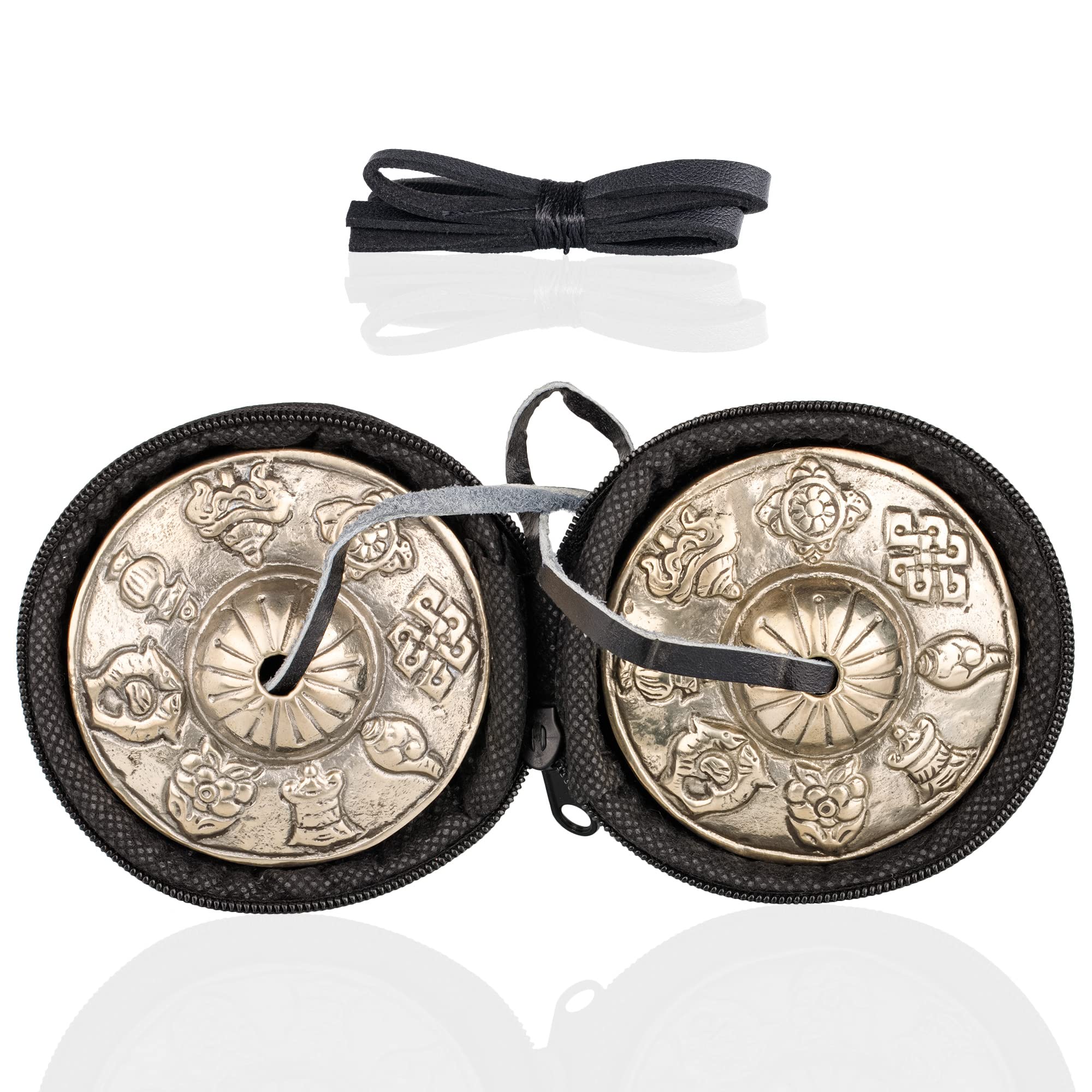 ZenBless Tibetan Tingsha Cymbals 2pcs, with Storage Box and Fabric Case, Meditation Sanskrit White Brass Chime Bells for Spiritual Healing Mindfulness, Yoga Buddhist, Relaxation Musical Instruments