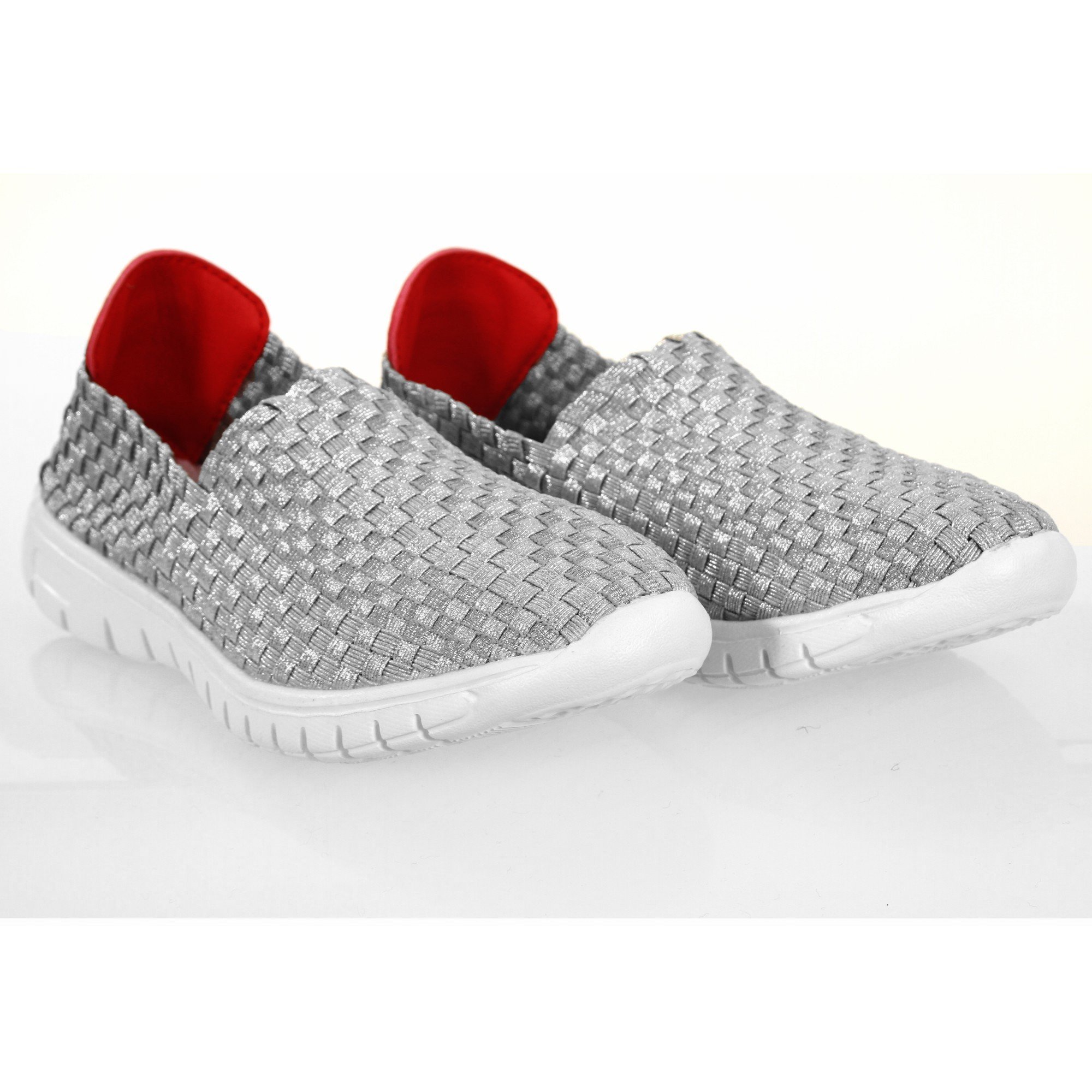 Waffle Pump Light Weight Woven Womens Trainers, Casual Womens Slippers, Available Comfort Shoes for Women UK Ladies Size 3-7, Waterproof Elastic Trainers Womens Wear