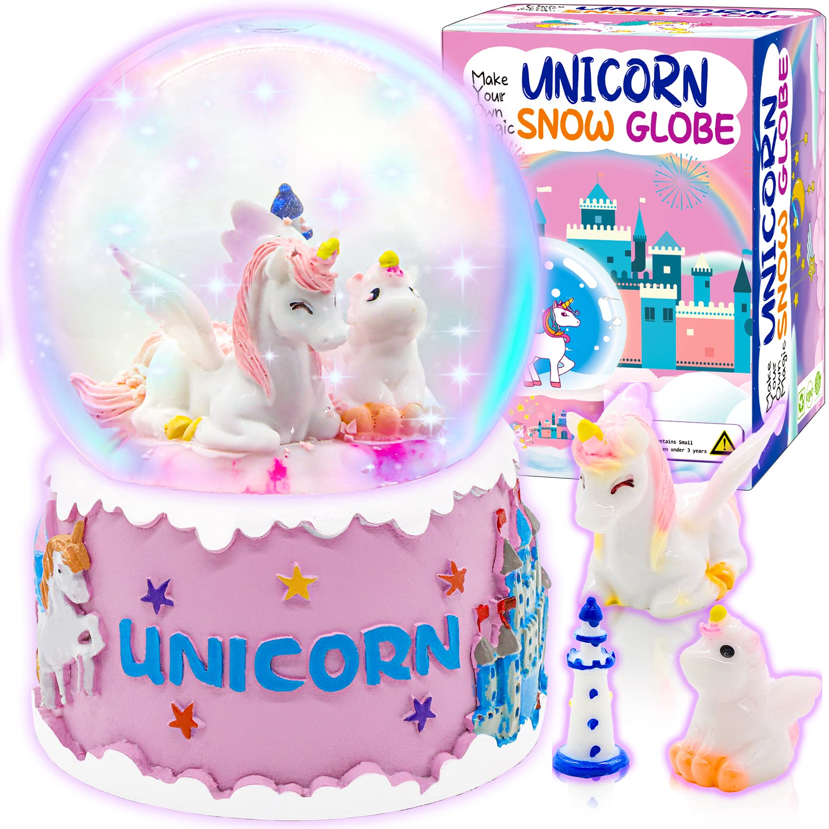 YOFUN Make Your Own Unicorn Snow Globe, Unicorn Craft Kit for Kids, Water Globe Making Kit with Rainbow Lights & Music, Unicorn Gifts for Girls, Unicorn Toys for 5 6 7 8 9 10 Year Old Girl Gifts