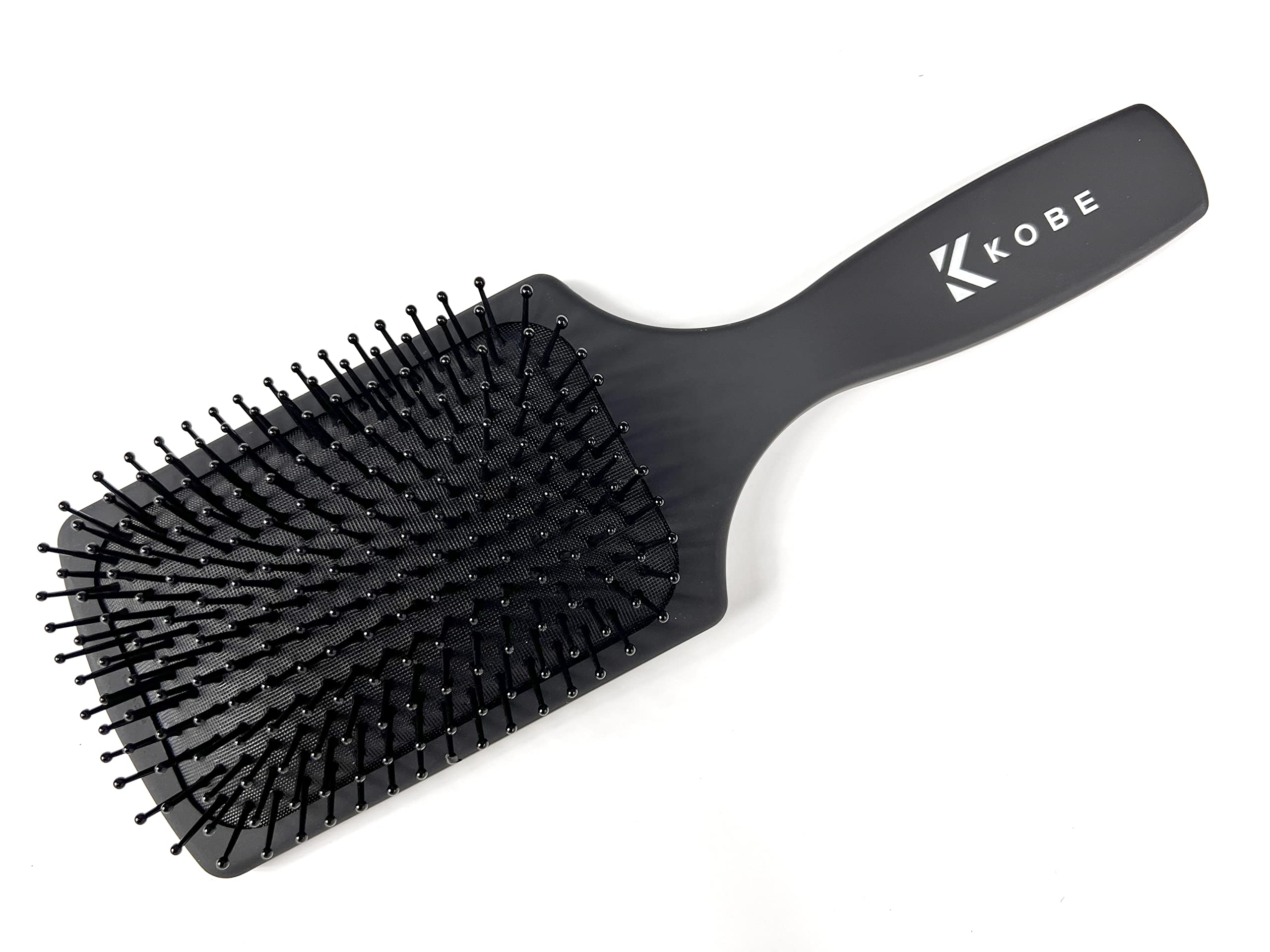 KobeProfessional Hair Brush - Detangle Hair Brush for Wet and Dry Hair - Soft Touch Feel Black Paddle Hair Brush - Cushion Brush - Ideal for Curly Hair - Efficient Detangling curly hair brush