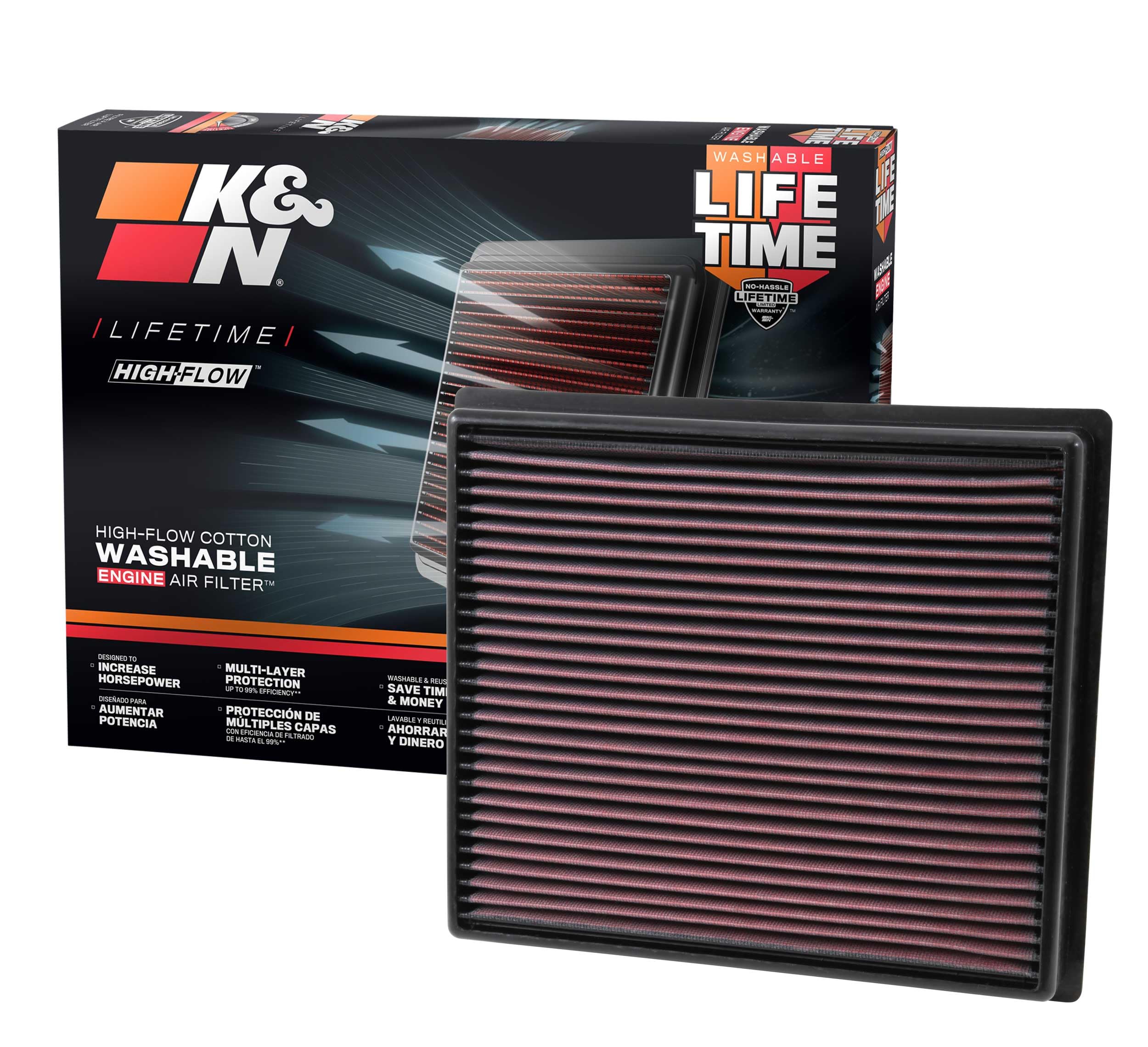 K&NEngine Air Filter: Increase Power & Towing, Washable, Premium, Replacement Air Filter: Compatible with 2014-2019 Toyota Truck and SUV V6/V8 (Tundra, Tacoma, Sequoia), 33-5017