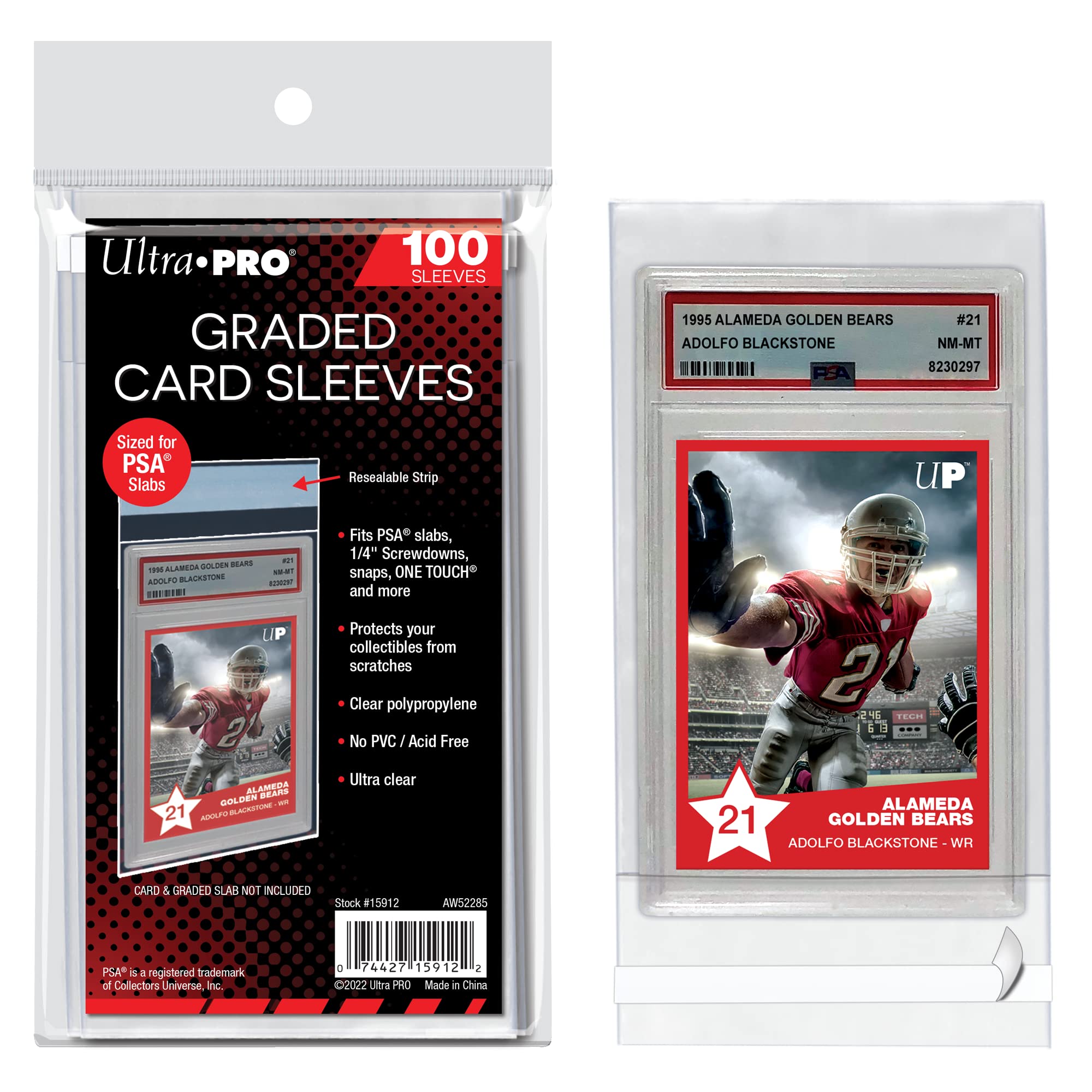 Ultra PRO - PSA Graded Card Slab Resealable Sleeves (100 ct.) - Ultimate Collectible Sports Cards Protection, Trading Cards, & Graded Cards, Keep Valuable Card Slabs Clean & Safe Against Scratches