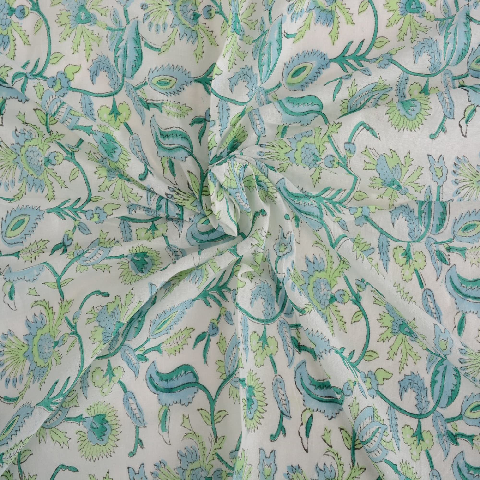 Trade Star 100% Cotton 3 Yard Fabric Hand Block Print Natural Fabric for Dressmaking Floral Print Fabric by the Yard Beautiful Fabric for Baby Dresses (Pattern 3)