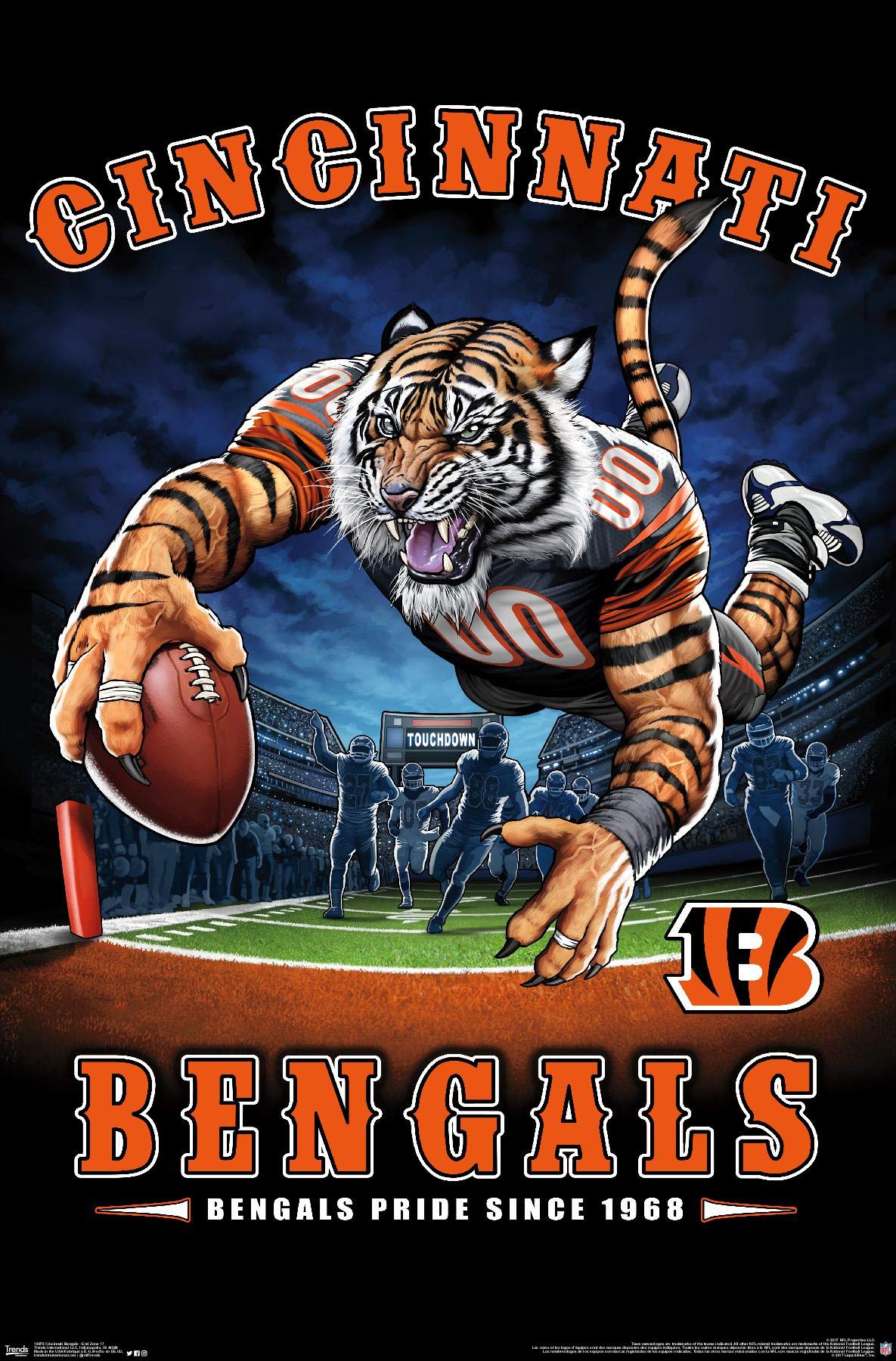 Trends International NFL Cincinnati Bengals - End Zone 17 Wall Poster, 14.725" x 22.375", Premium Unframed Version