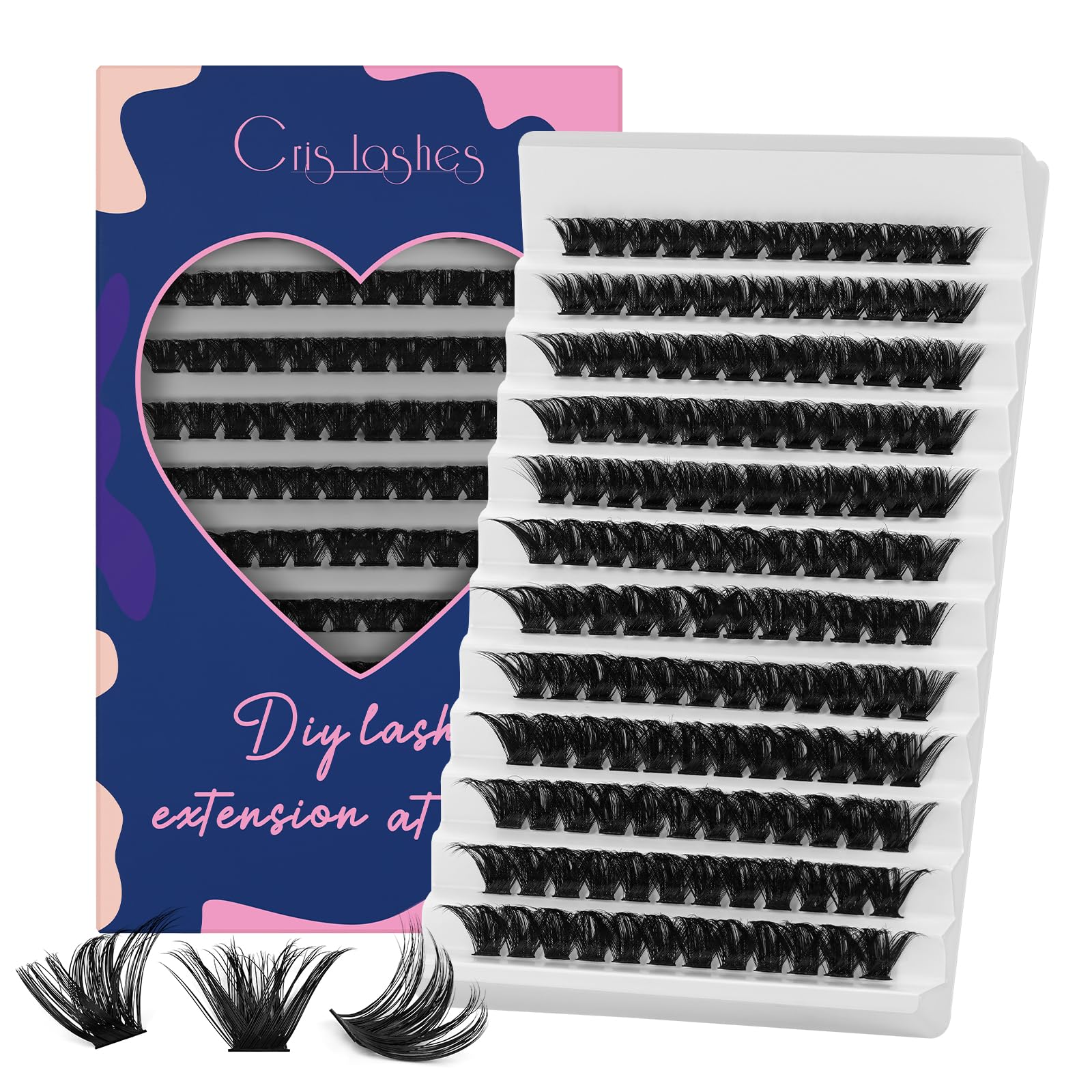 Lash Clusters 144 Pcs, Crislashes Cluster Lashes D Curl 12-18mm Mixed Fluffy Eyelash Clusters Wispy Manga Lashes Look Reusable at Home Lash Extension (Fluffy,D curl 12-18mm)