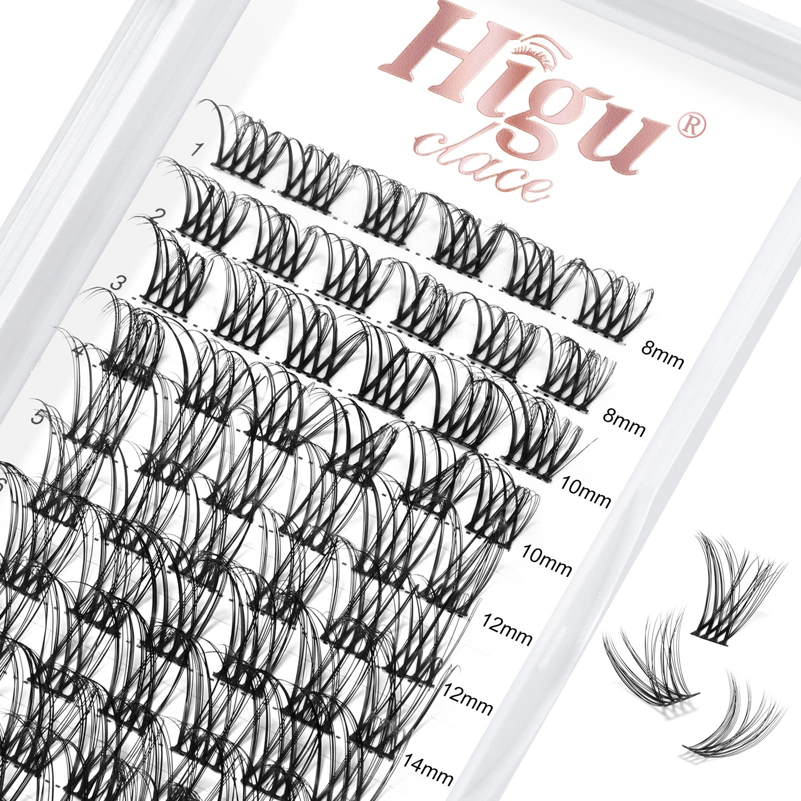 Lash Clusters DIY Eyelash Extensions 72 Pcs D Curl 8-16mm Cluster Eyelash Extensions Thin Stem Cluster Lashes Individual Lashes Cluster Lashes Wisps Reusable for Self-application (H-01 D Curl 8-16mm)