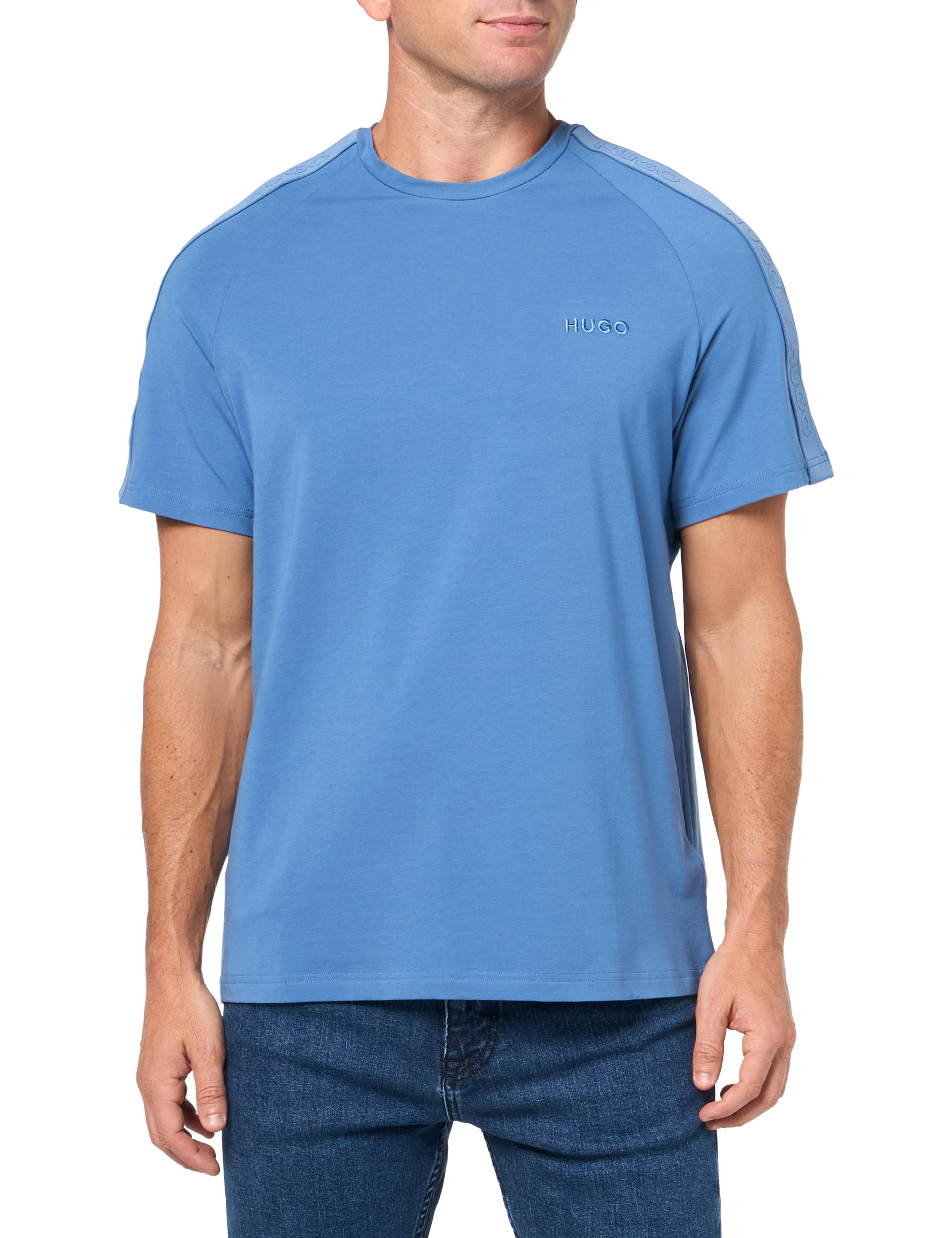 HUGO Men's Stretch Cotton Logo Tape T-Shirt