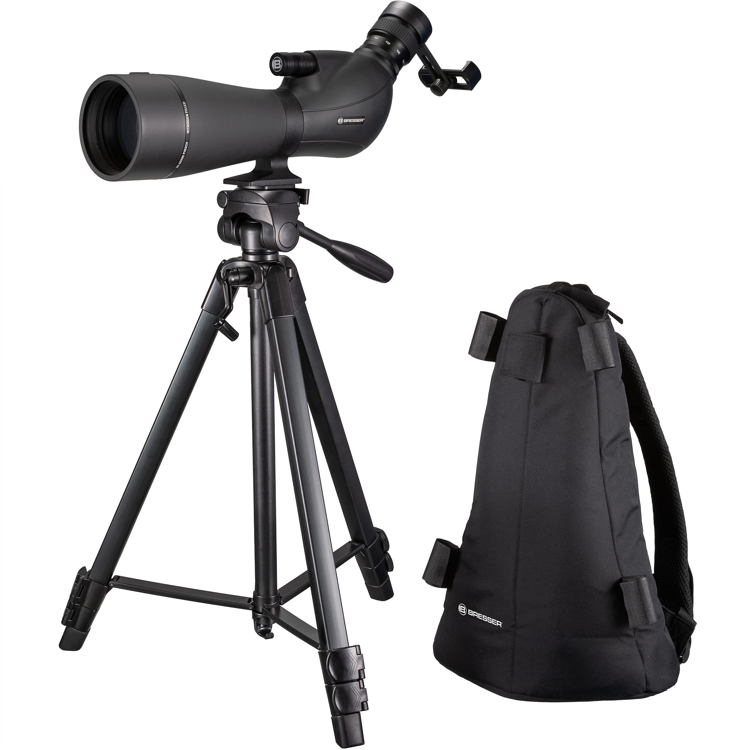 BRESSER TELESCOPE TERRESTRE 20-60X80 SPOLUX Waterproof C/Backpack AND TRIPOD Black