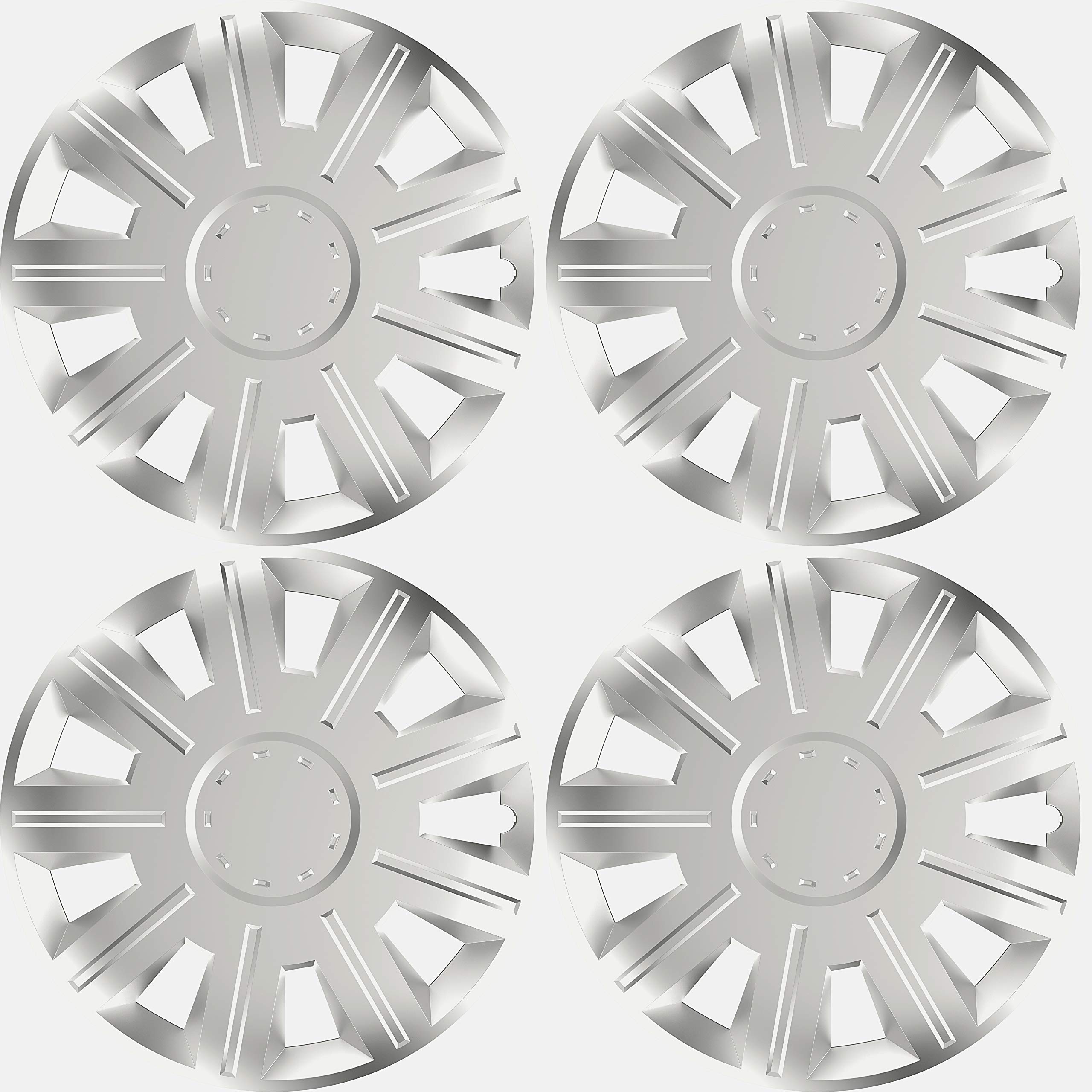 Versaco Car Wheel Trims VICTORY15 - Silver 15 Inch 9-Spoke - Boxed Set of 4 Hubcaps - Includes Fittings/Instructions