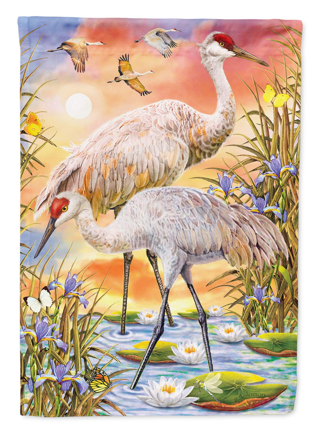 Caroline's Treasures PRS4003GF Sandhill Cranes Flag Garden Size, Small, Multicolor