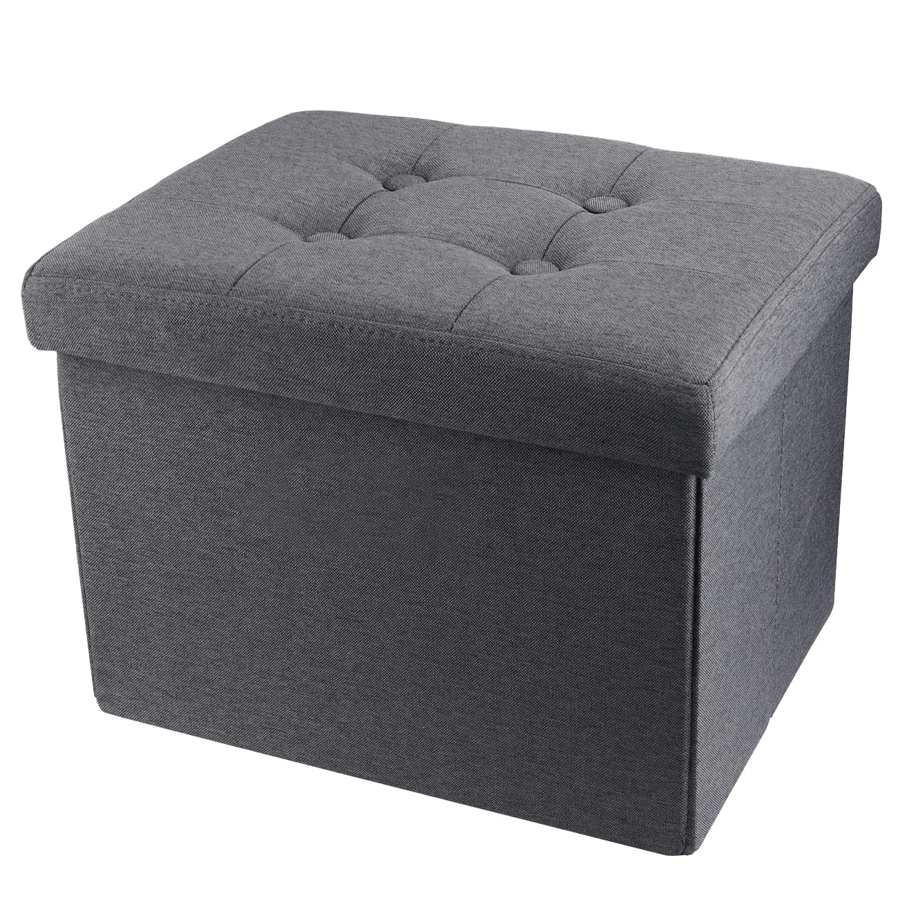 ALASDO Ottoman Storage Ottoman Footrest Stool Small Ottoman with Storage Foldable Ottoman Foot Rest Footstool Bench for Living Room 17x13x13inches Grey