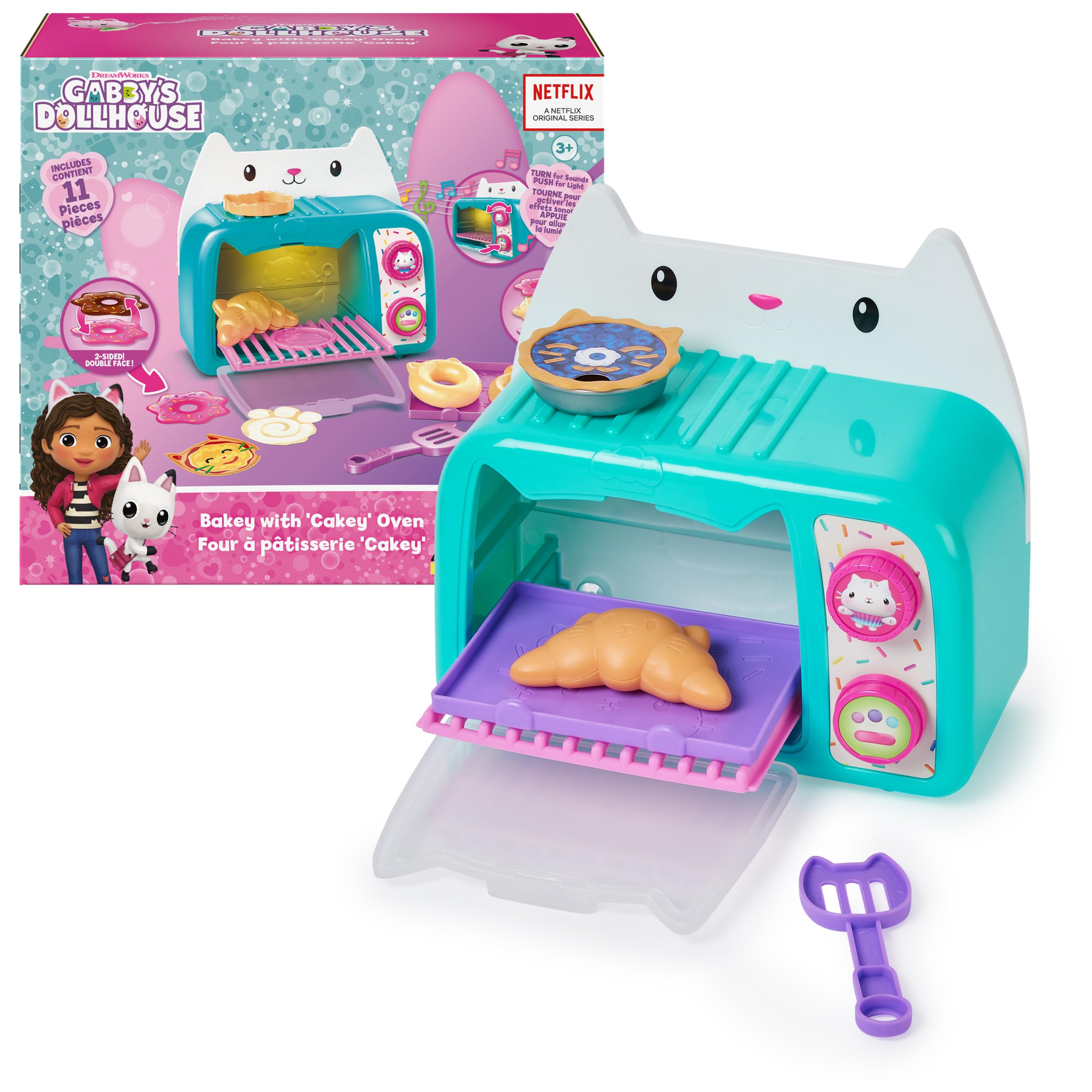 Gabby's Dollhouse Pretend Play Bakey with Cakey Oven with Light&Sound|Roleplay Indoor Toy|Boost Creativity&Imagination|13Pcs Kitchen Accessories Set for Kids 3+|Best Birthday Gift|Made in India,Multi