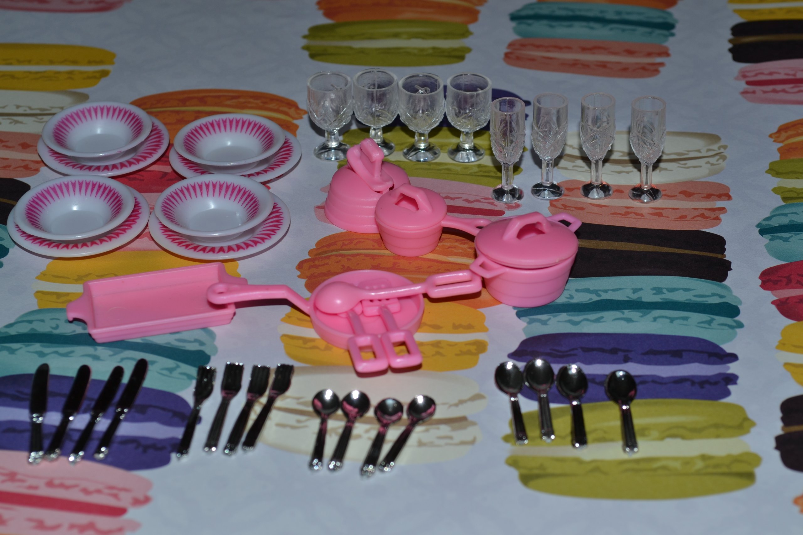 Gloria Dollhouse Furniture- Accessories Plate Glasses Spoon Set