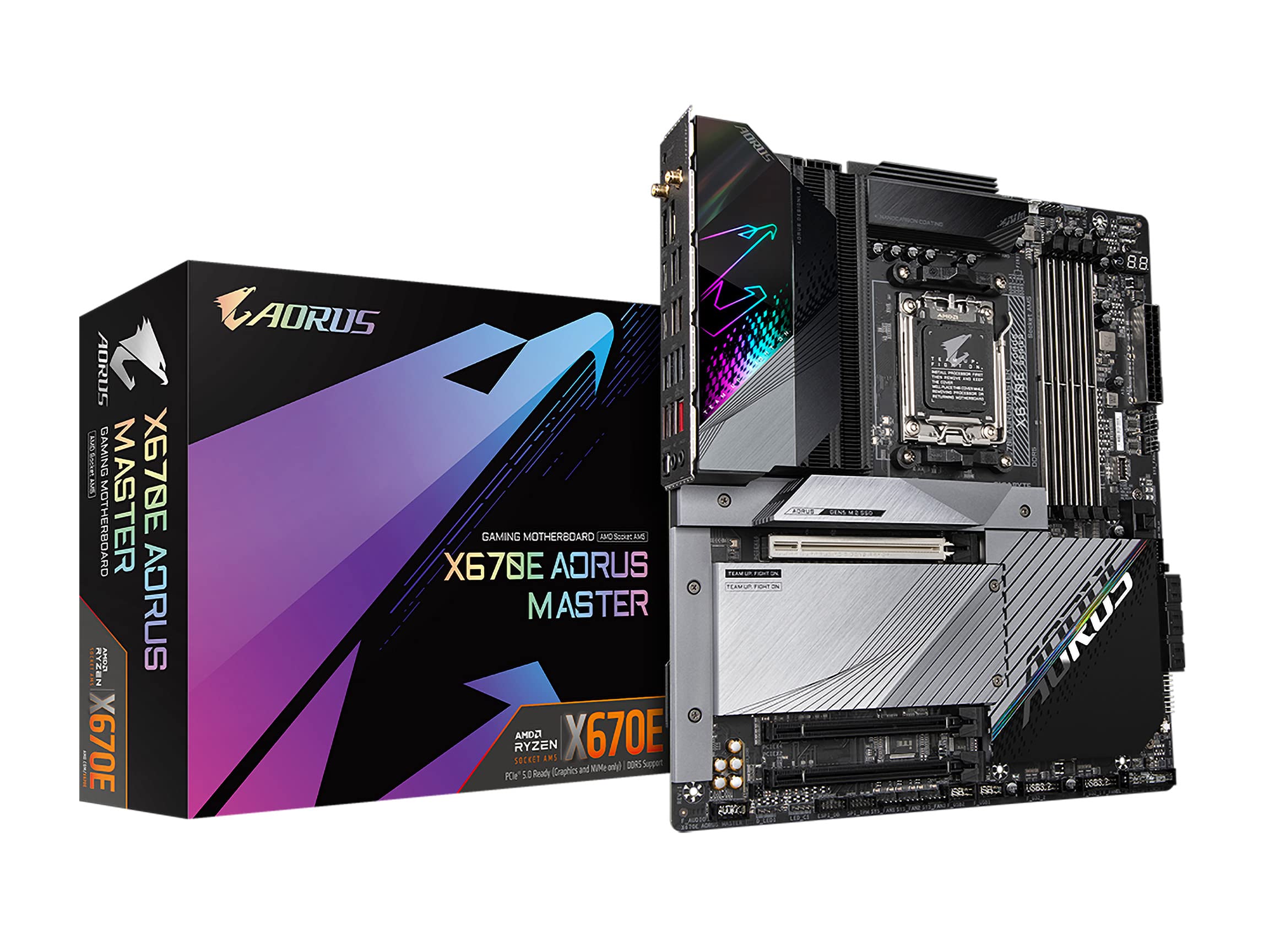 GIGABYTE X670E AORUS Master (AM5/ LGA 1718/ AMD X670E/ EATX/ 5 Year Warranty/ DDR5/ Quad M.2, PCIe 5.0/ USB 3.2 Gen2X2 Type-C/Intel WiFi 6E/ Intel 2.5GbE LAN/Q-Flash Plus/Gaming Motherboard)