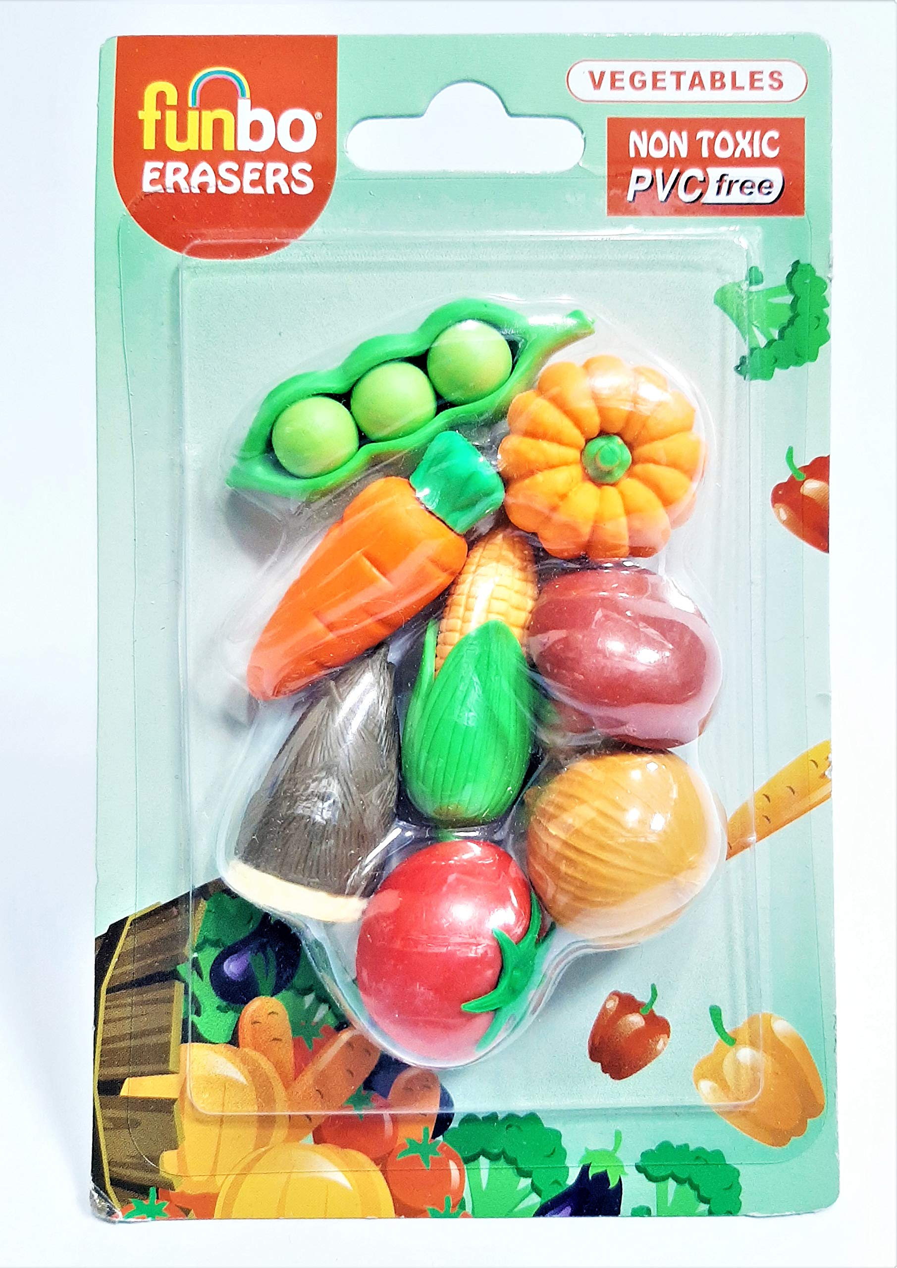 Funbo 3D Eraser in Blister Pack Vegetable, Multicolor