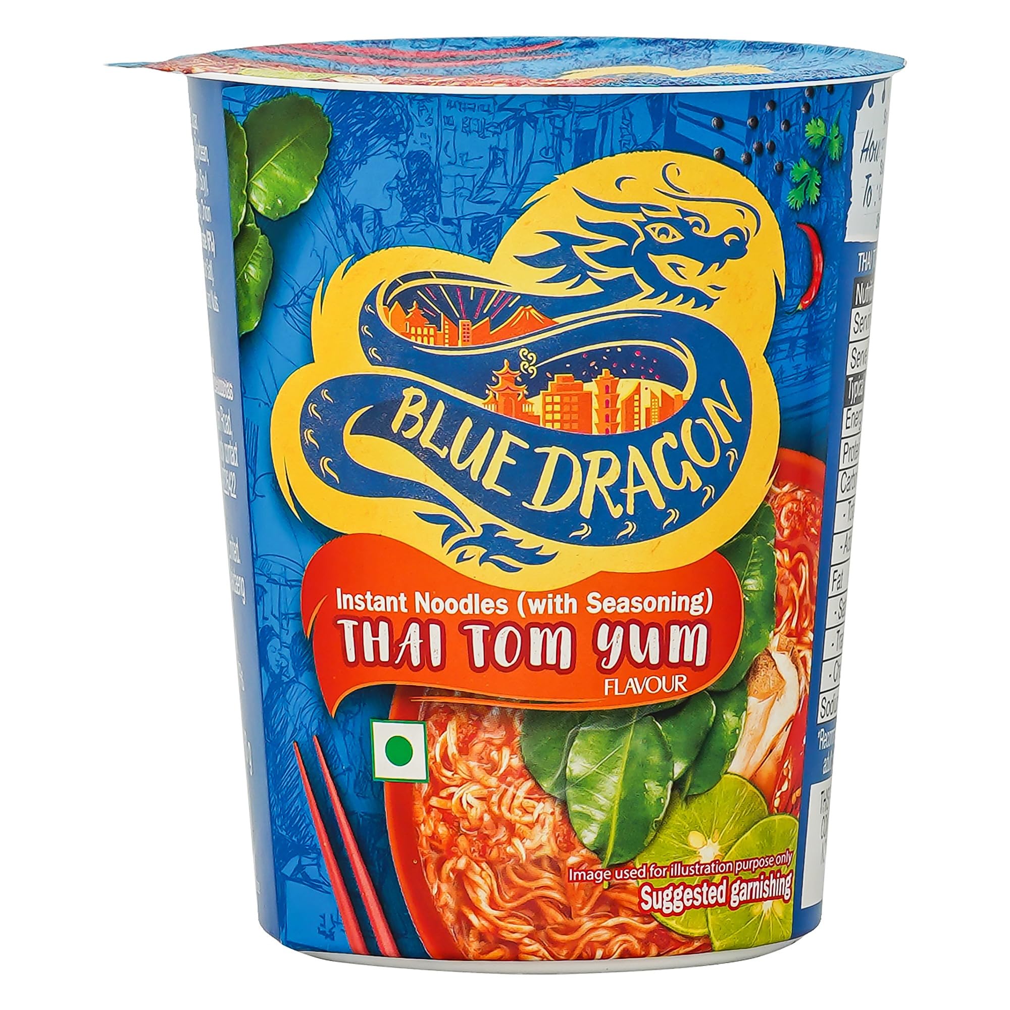 Blue Dragon Instant Cup Noodle - Thai Tom Yum Cup Noodle | Easy to Making | Vegetarian Food | No Preservative & Artificial colors | Instant Cup Noodle - 60gm