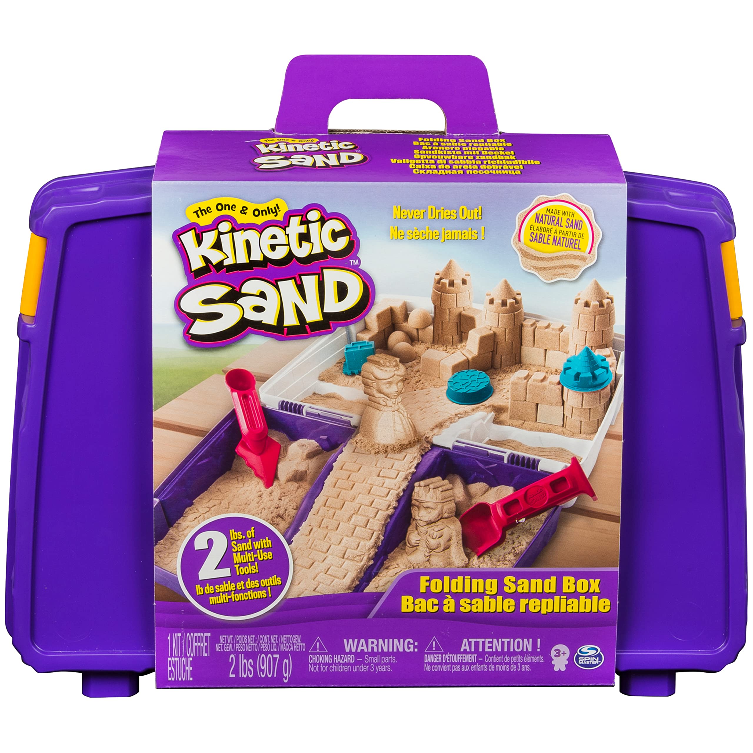 Kinetic Sand Folding Sandbox comes with 2LBS of Non-Toxic Play Sand, 7 Tools and Activity Space Educational Creative Kid's Sensory Toys for Boys and Girls Aged 3+