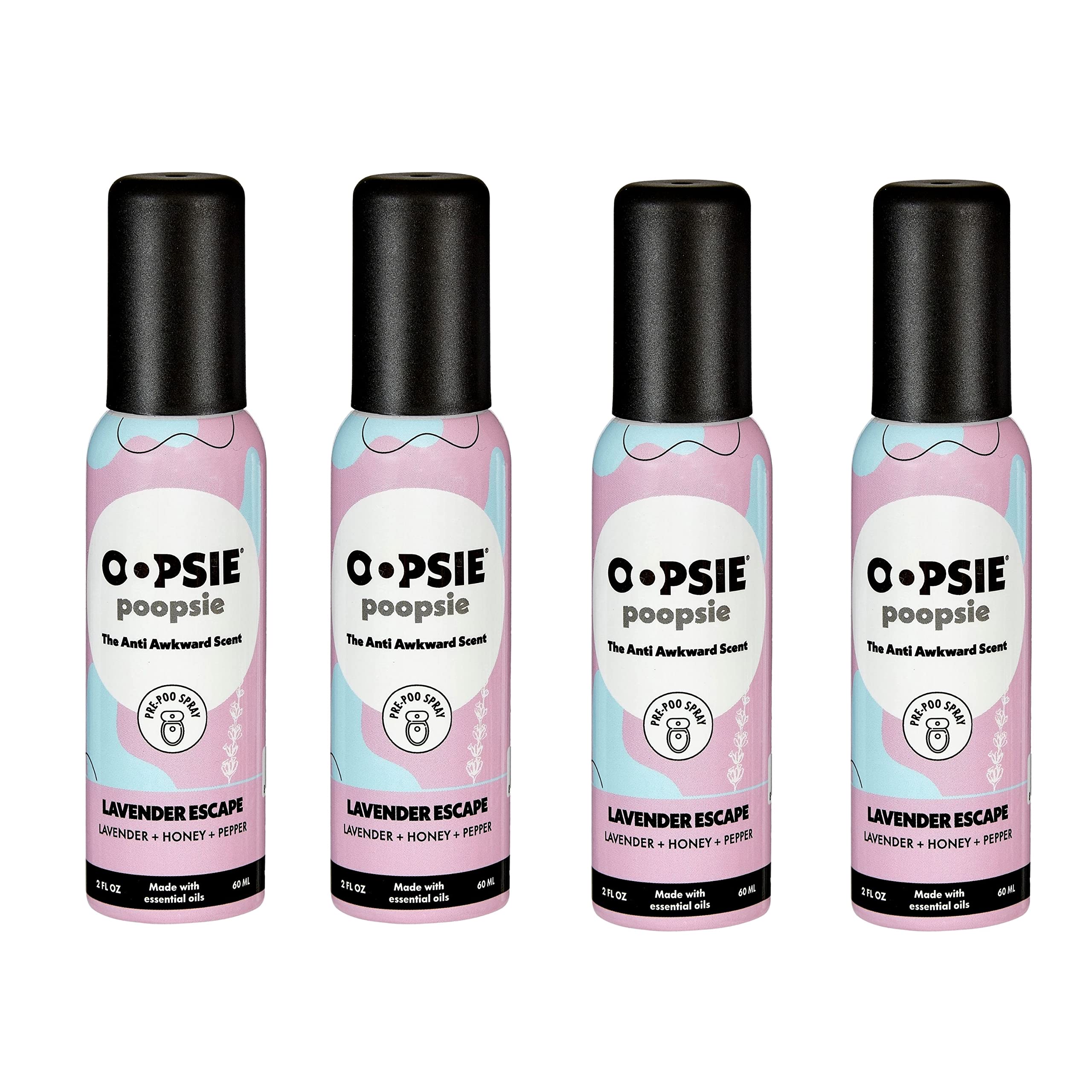 Pre Poop Spray - 4 Pack Lavender Scape, Natural Pre Poo Toilet Spray for Bathrooms, Trap Odors & Eliminate Embarrassment, 2oz Travel Size Pre Poo Air Freshener Spray